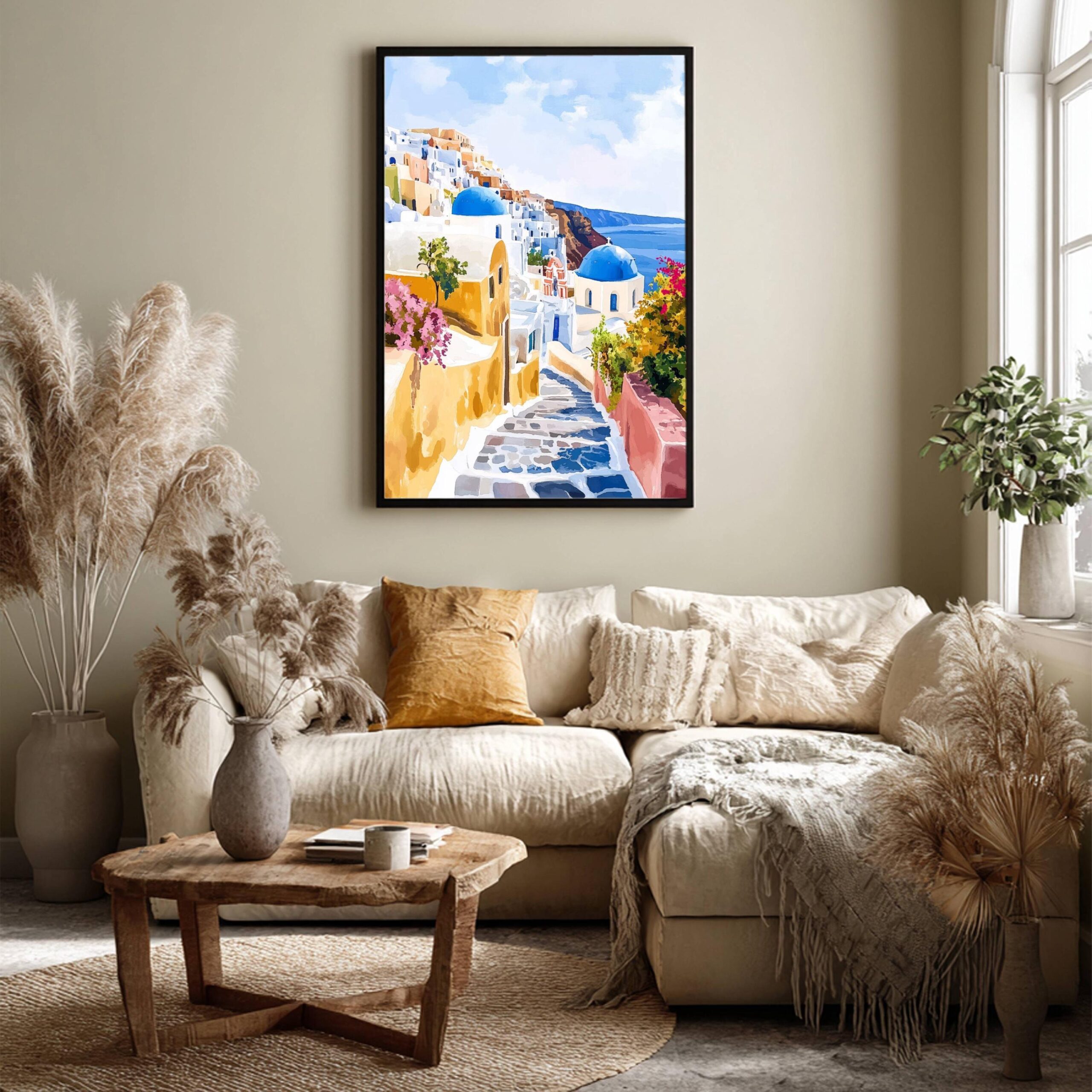 Santorini Island Greece Watercolor: Greek Travel Art Poster - Image 7