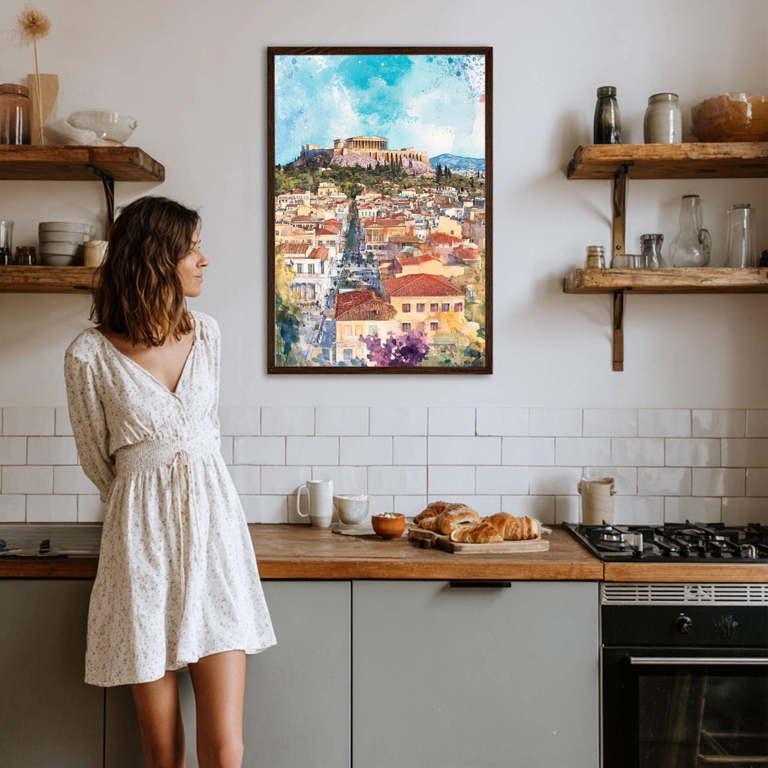 Athens Greece Europe Watercolor: Greek Travel Art Poster - Image 3