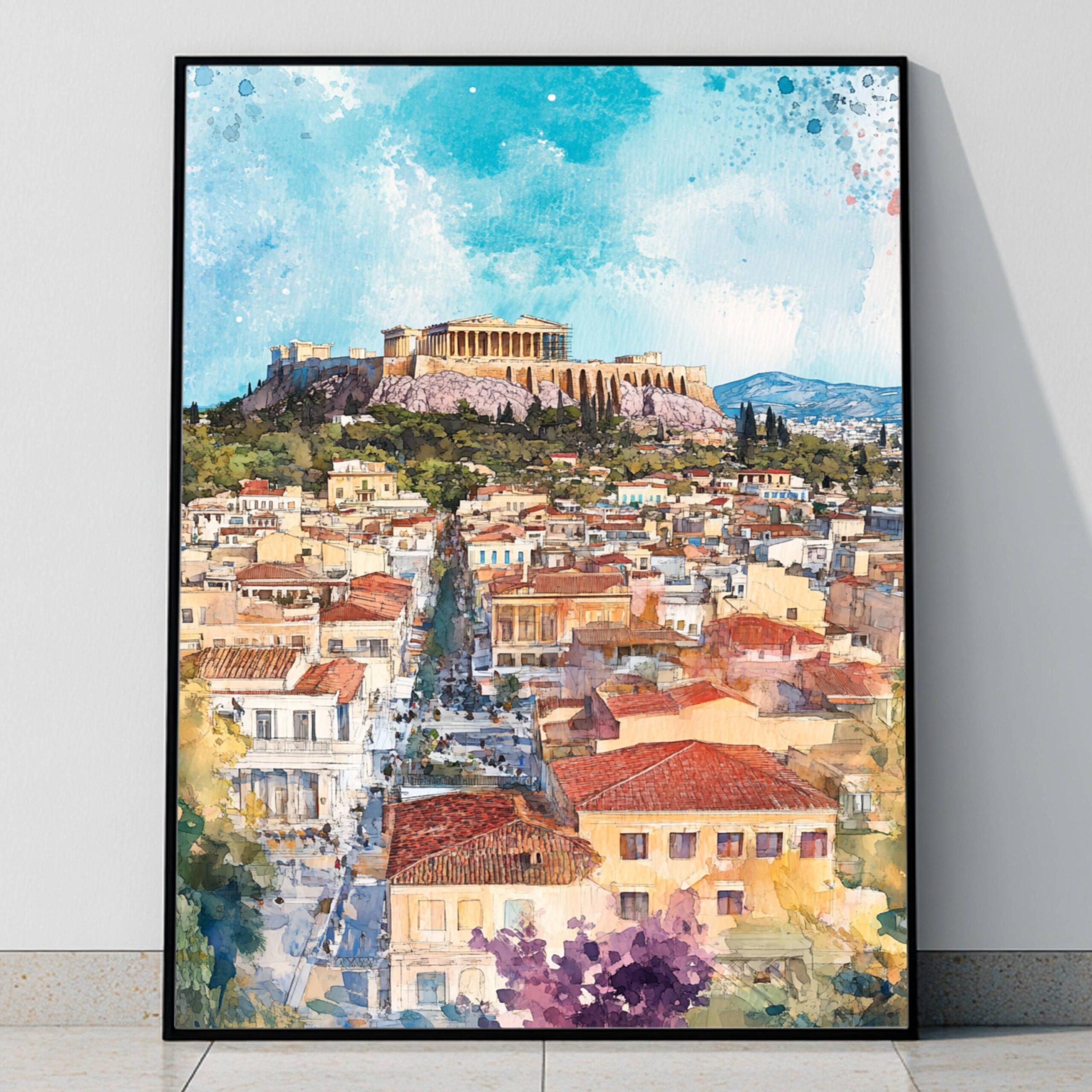 Athens Greece Europe Watercolor: Greek Travel Art Poster - Image 9