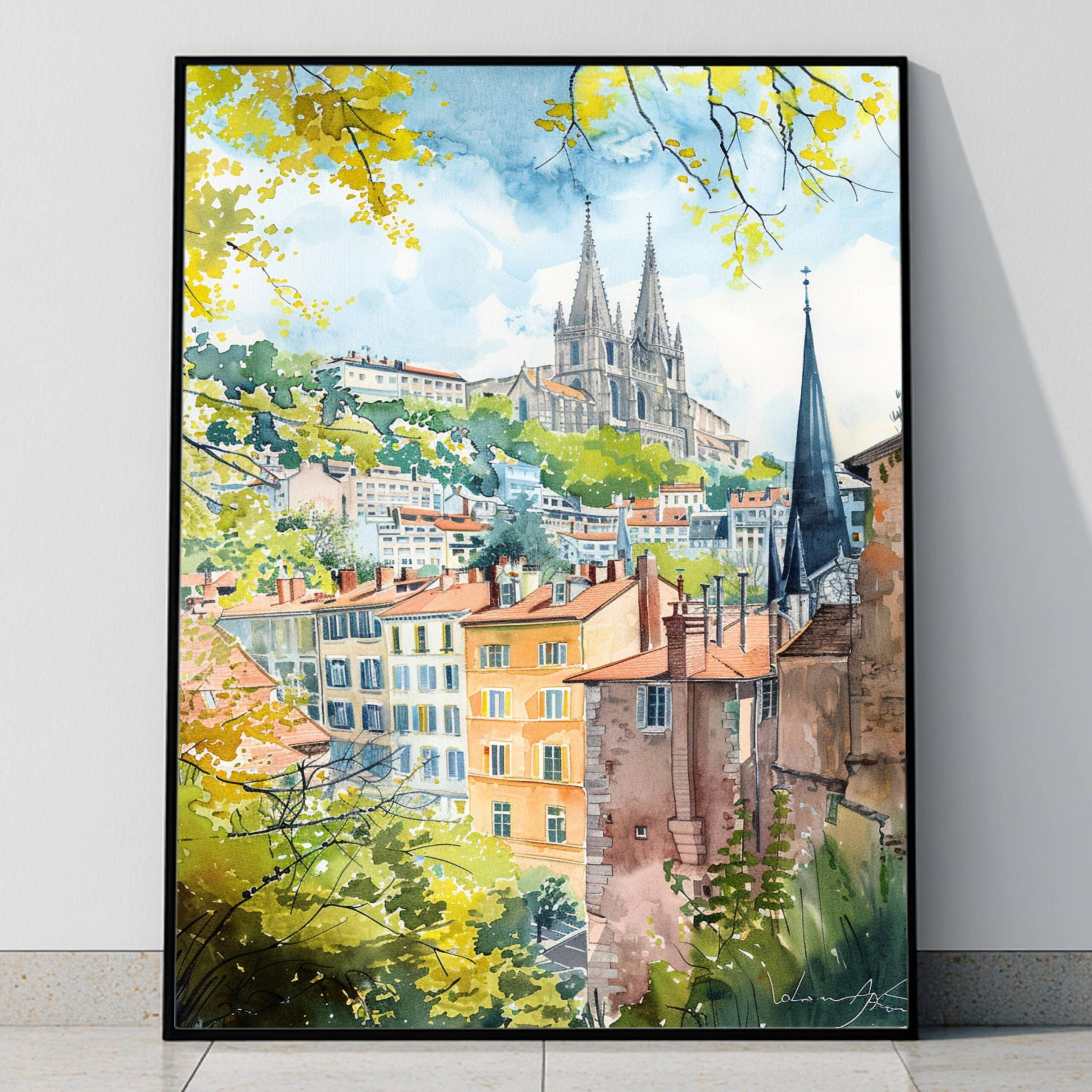 Lyon France Watercolor: Travel Art Poster - Image 9