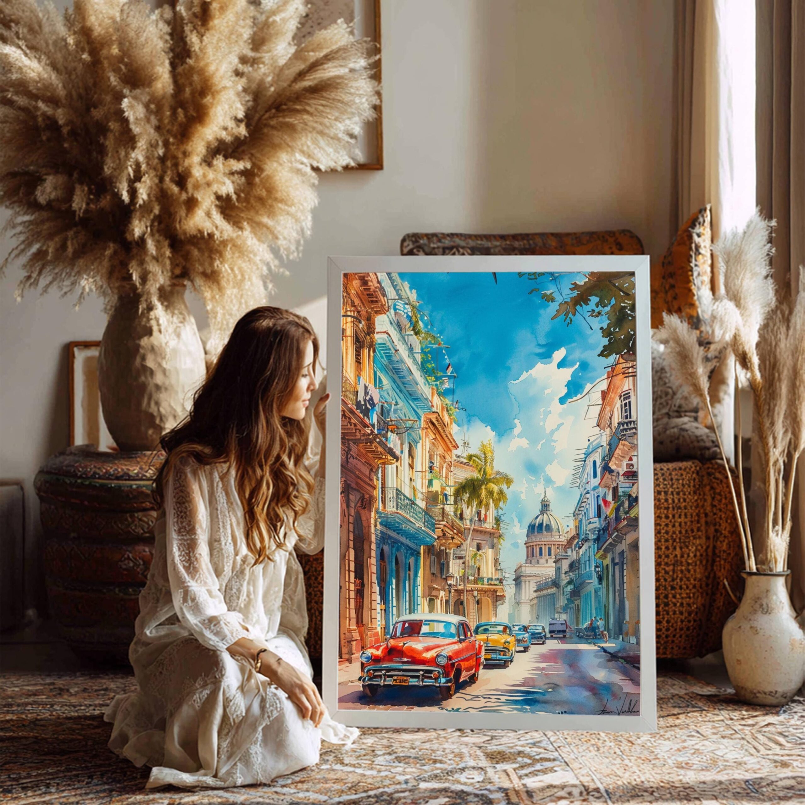 Havana Cuba Caribbean Watercolor Print: Travel Art Poster - Image 2