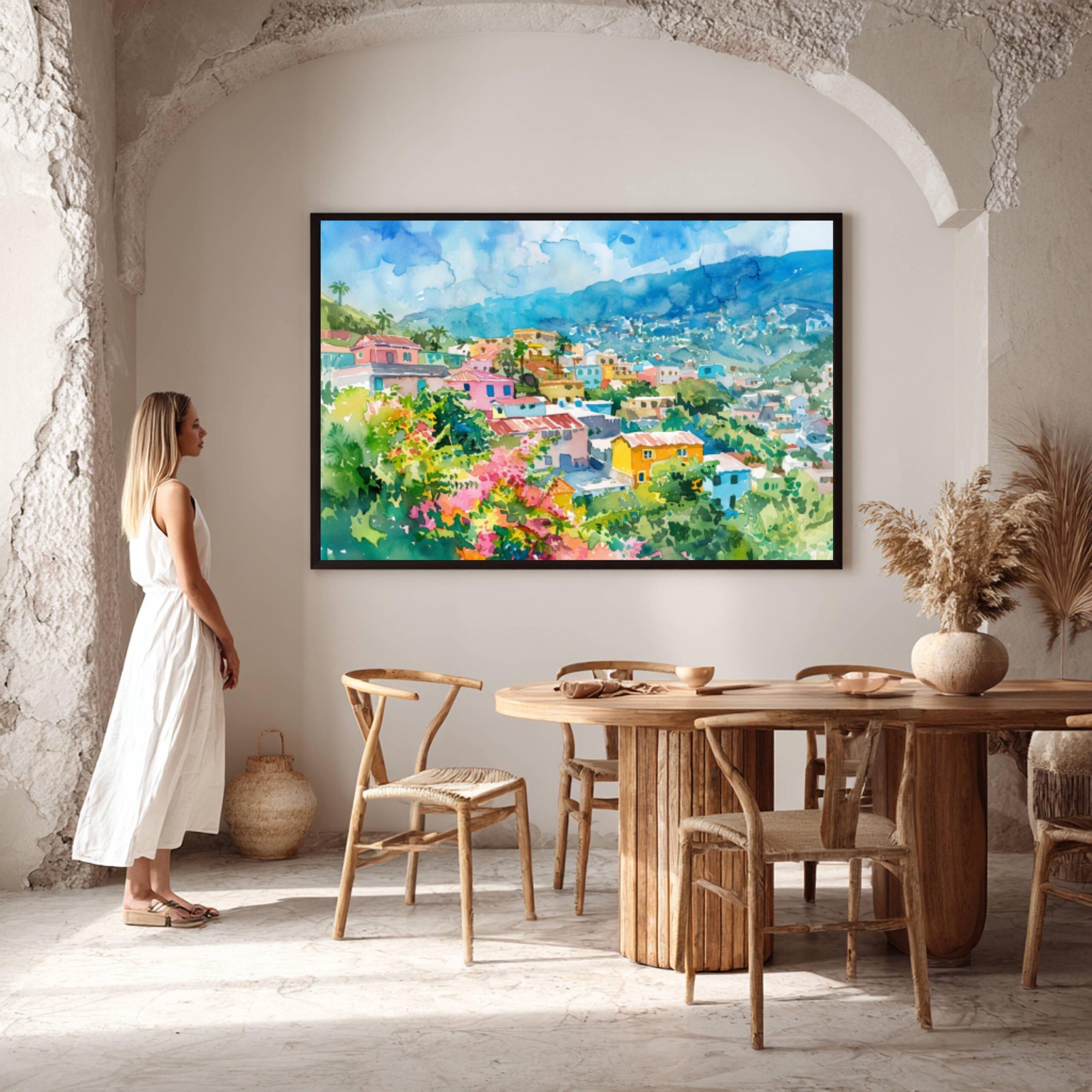 Port au Prince Haiti Watercolor: Travel Art Poster - Image 3