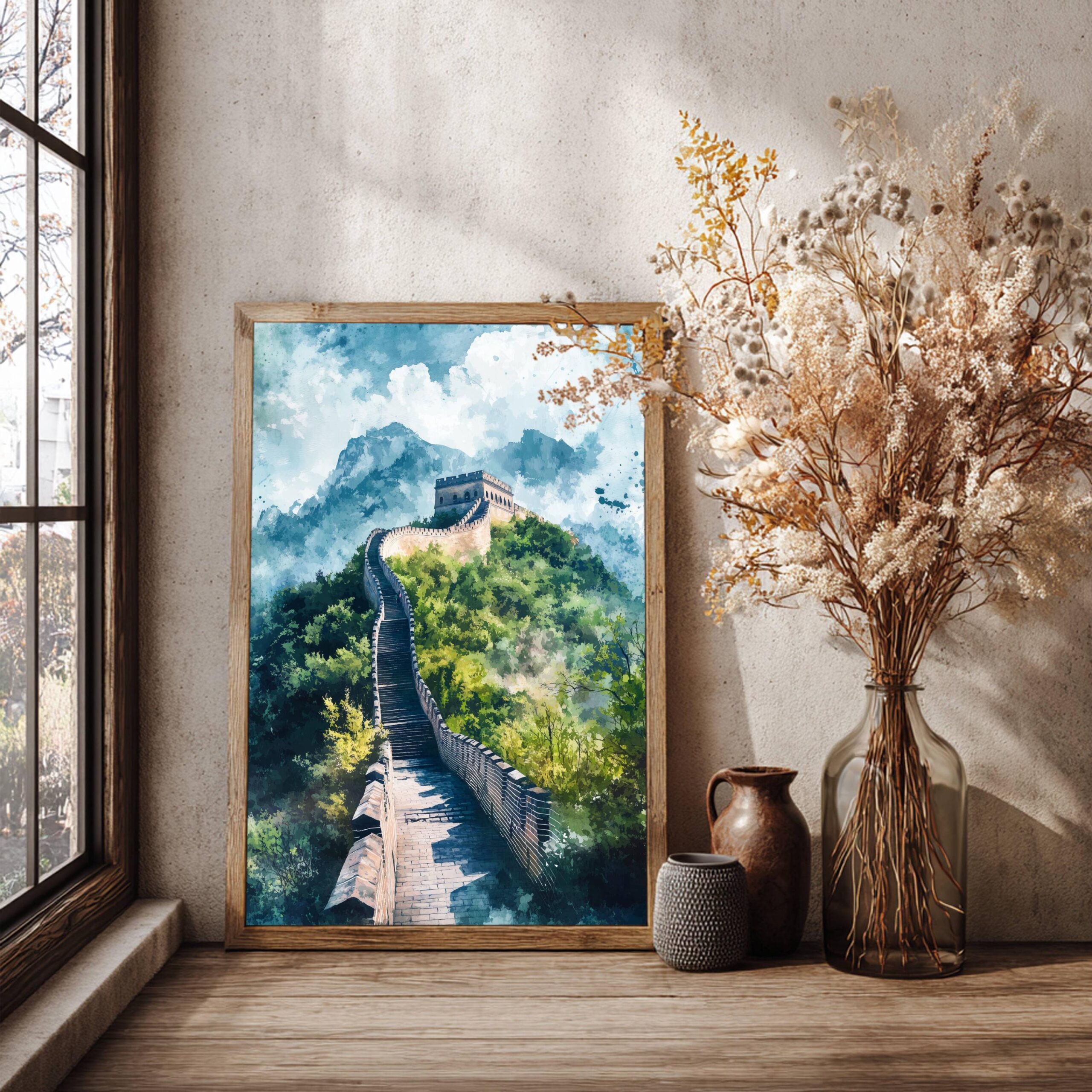 Wall of China Print: Watercolor Travel Art - Image 4