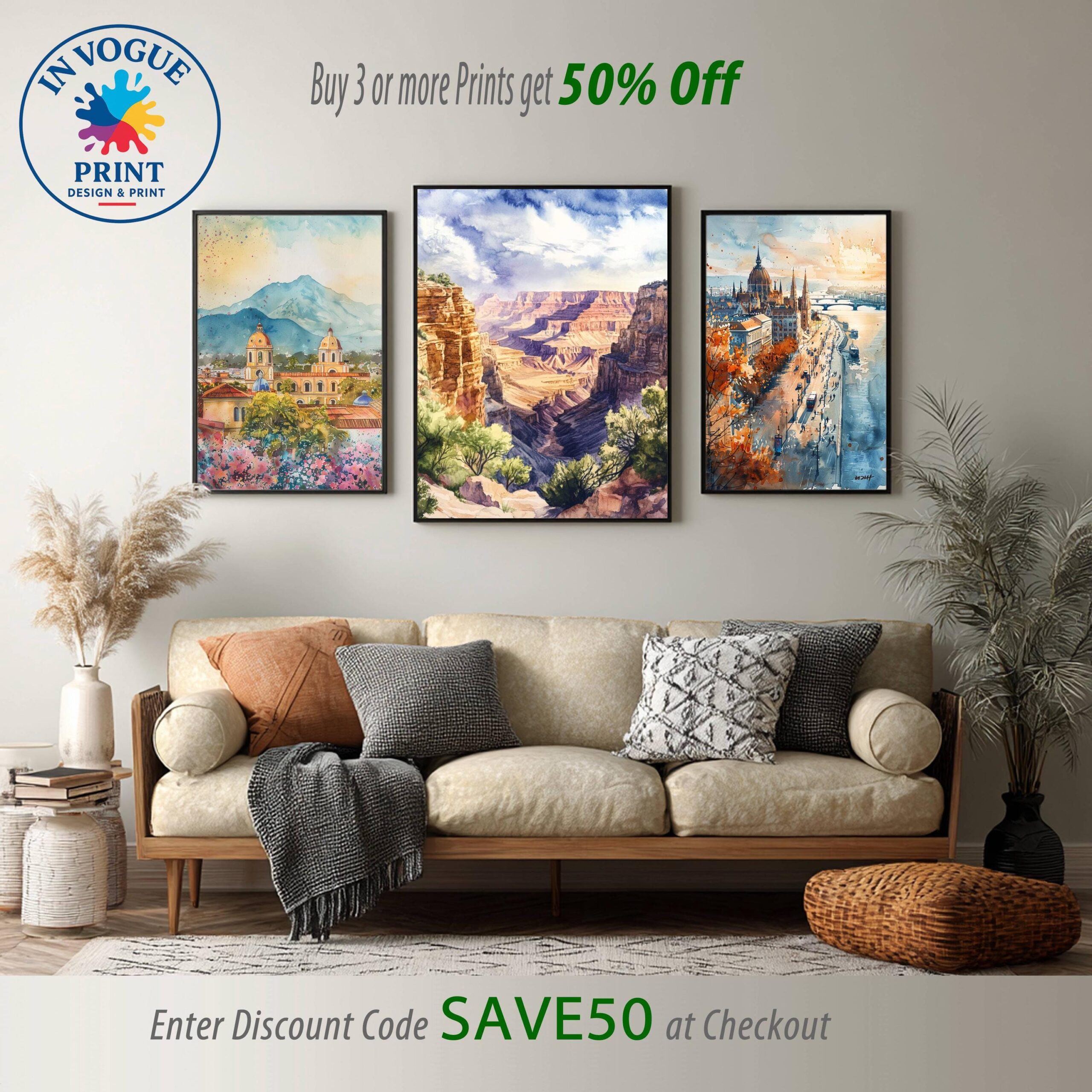 Grand Canyon National Park Watercolor Print: Arizona Travel Poster - Image 2