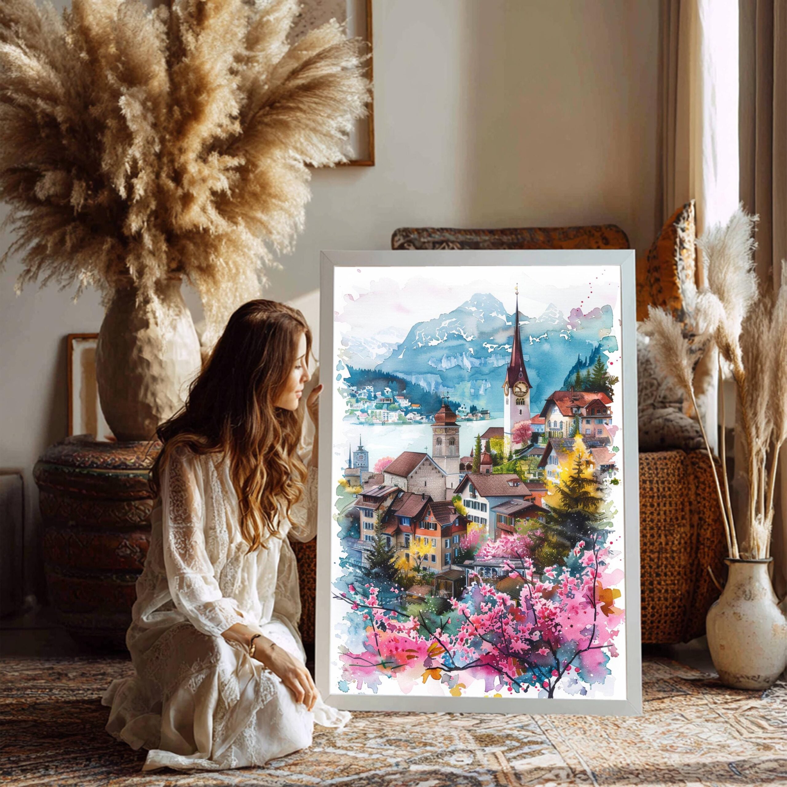 Switzerland Watercolor Art Print: Europe Travel Poster - Image 3