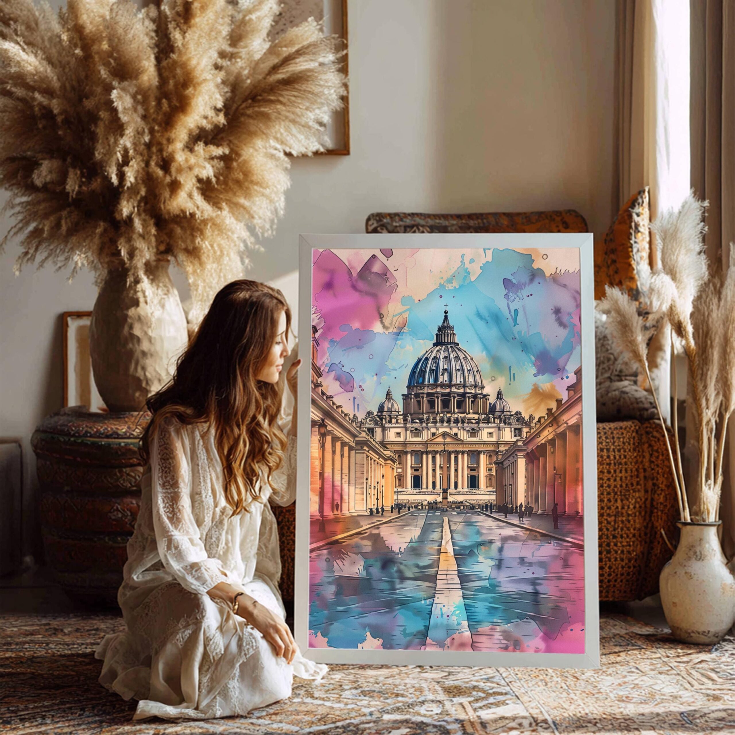 St Peter's Basilica Watercolor Print: Vatican City Travel Poster - Image 3