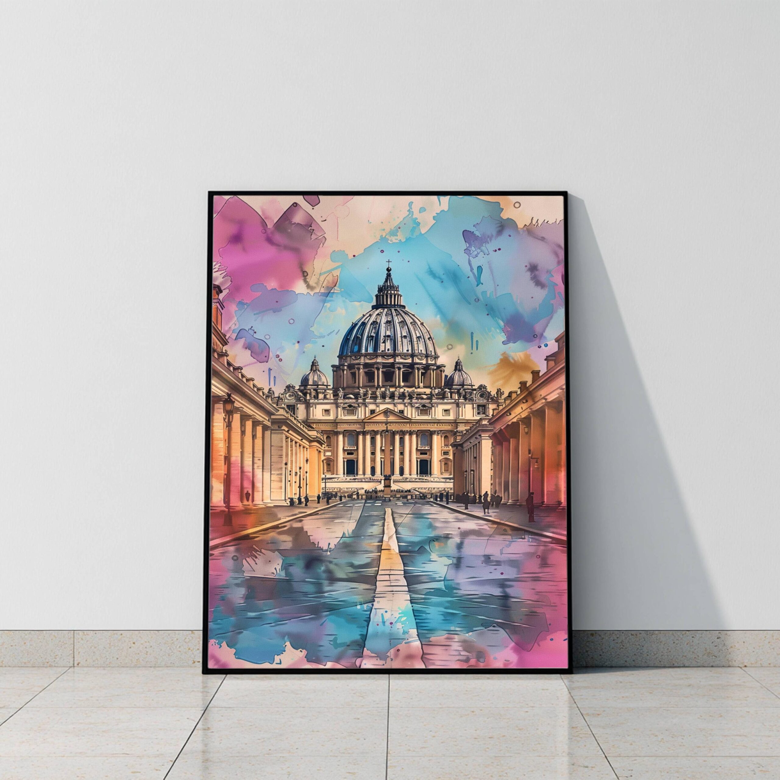St Peter's Basilica Watercolor Print: Vatican City Travel Poster - Image 10