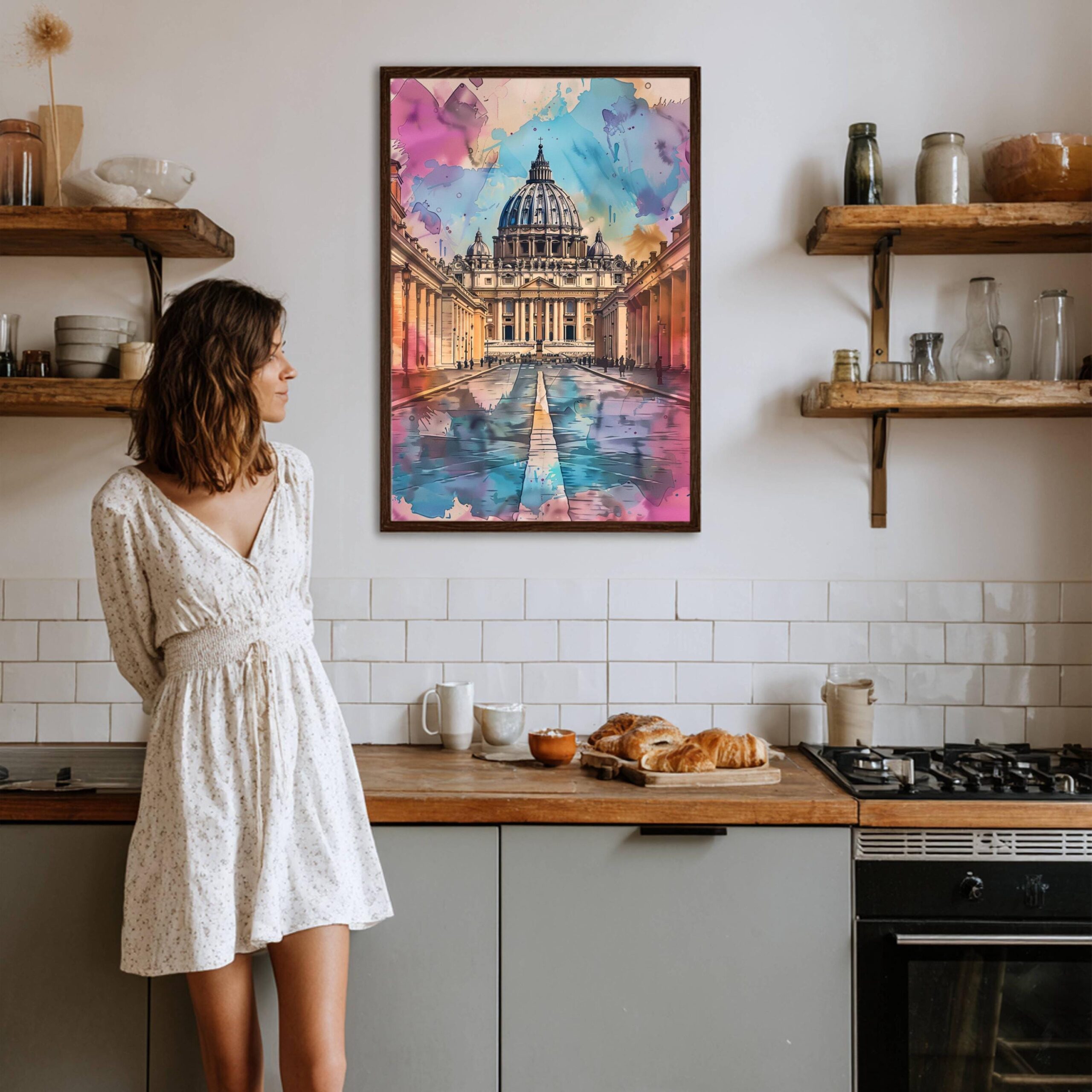 St Peter's Basilica Watercolor Print: Vatican City Travel Poster - Image 4