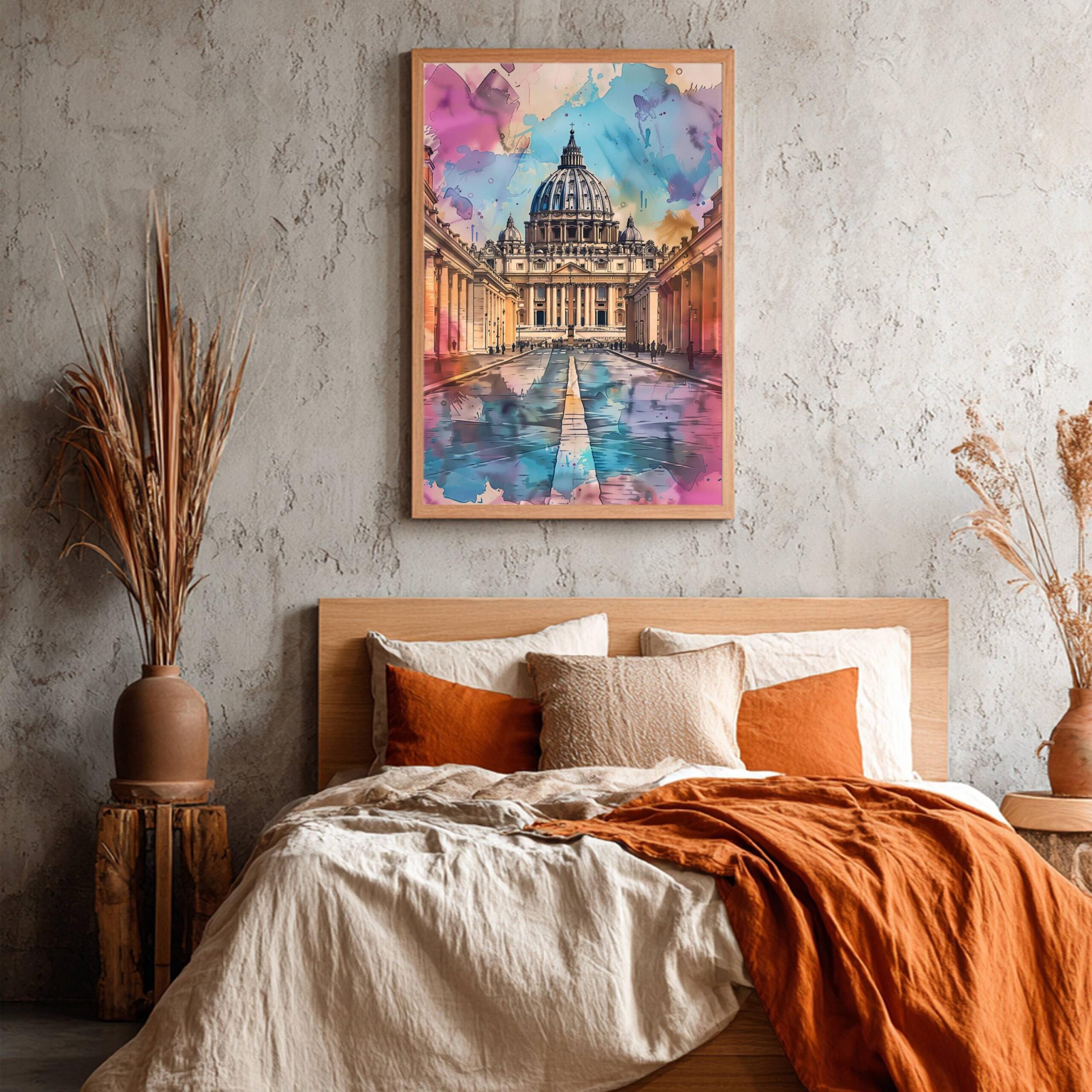 St Peter's Basilica Watercolor Print: Vatican City Travel Poster - Image 8