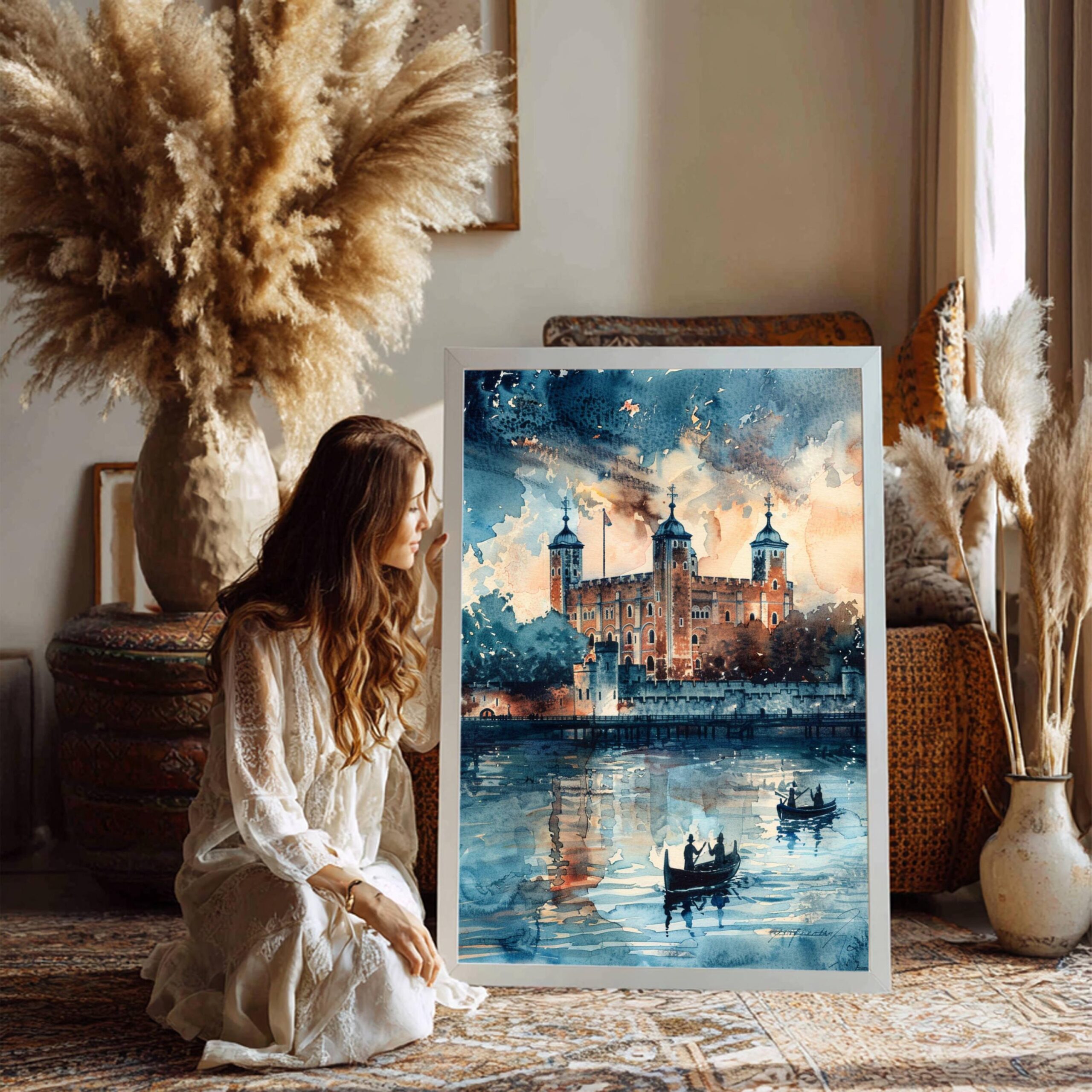 Tower of London in London England Watercolor: United Kingdom Travel Art Poster - Image 2