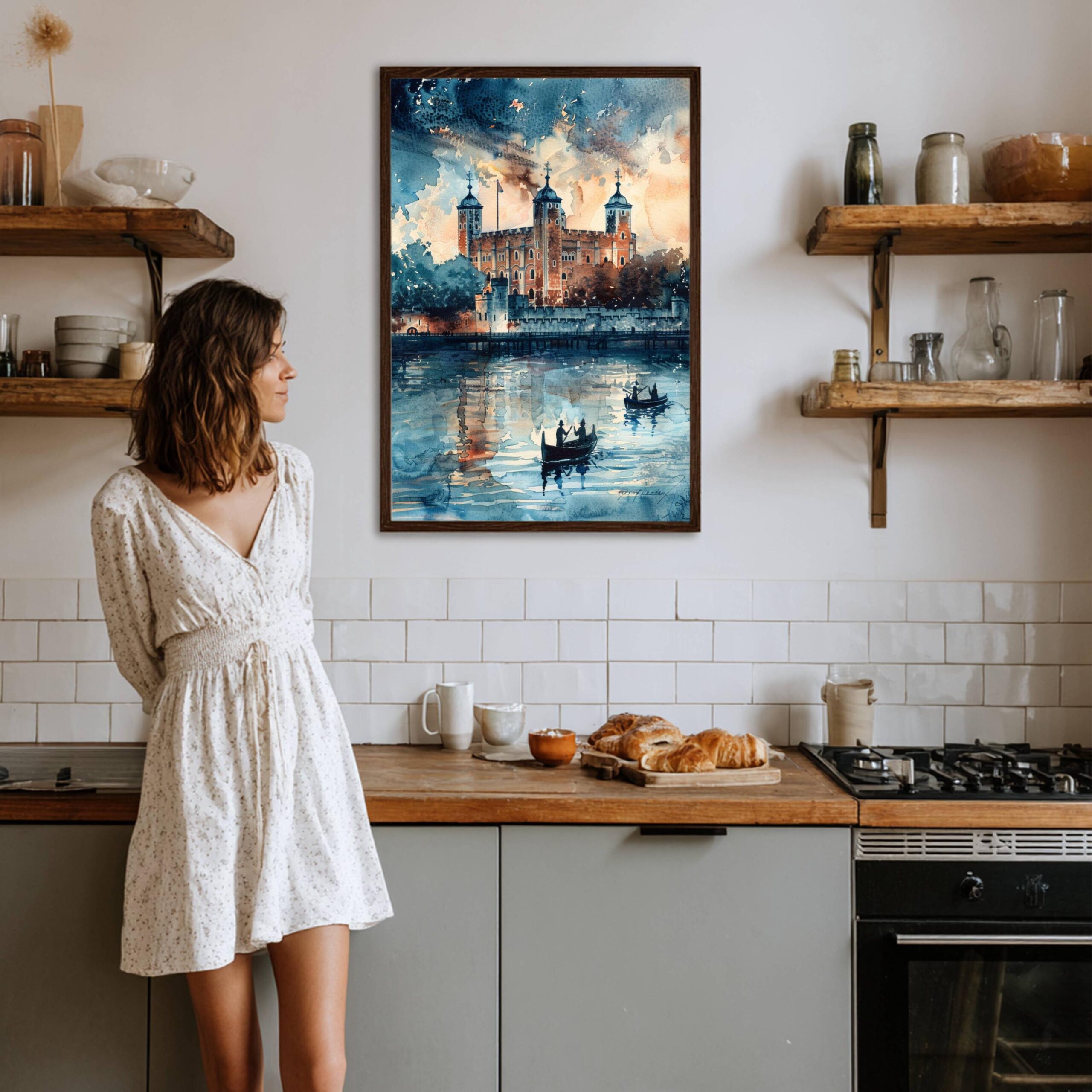 Tower of London in London England Watercolor: United Kingdom Travel Art Poster - Image 3