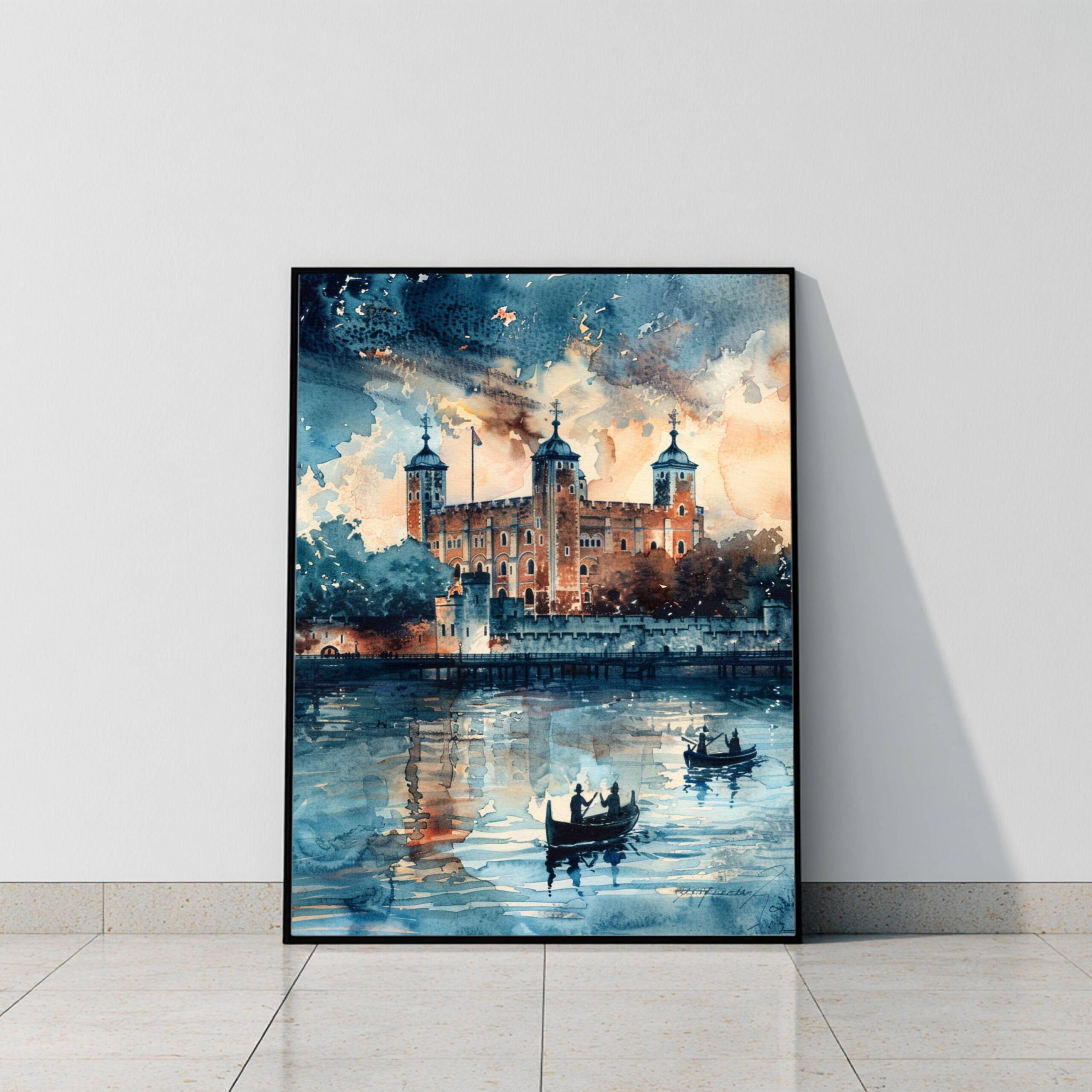 Tower of London in London England Watercolor: United Kingdom Travel Art Poster - Image 9