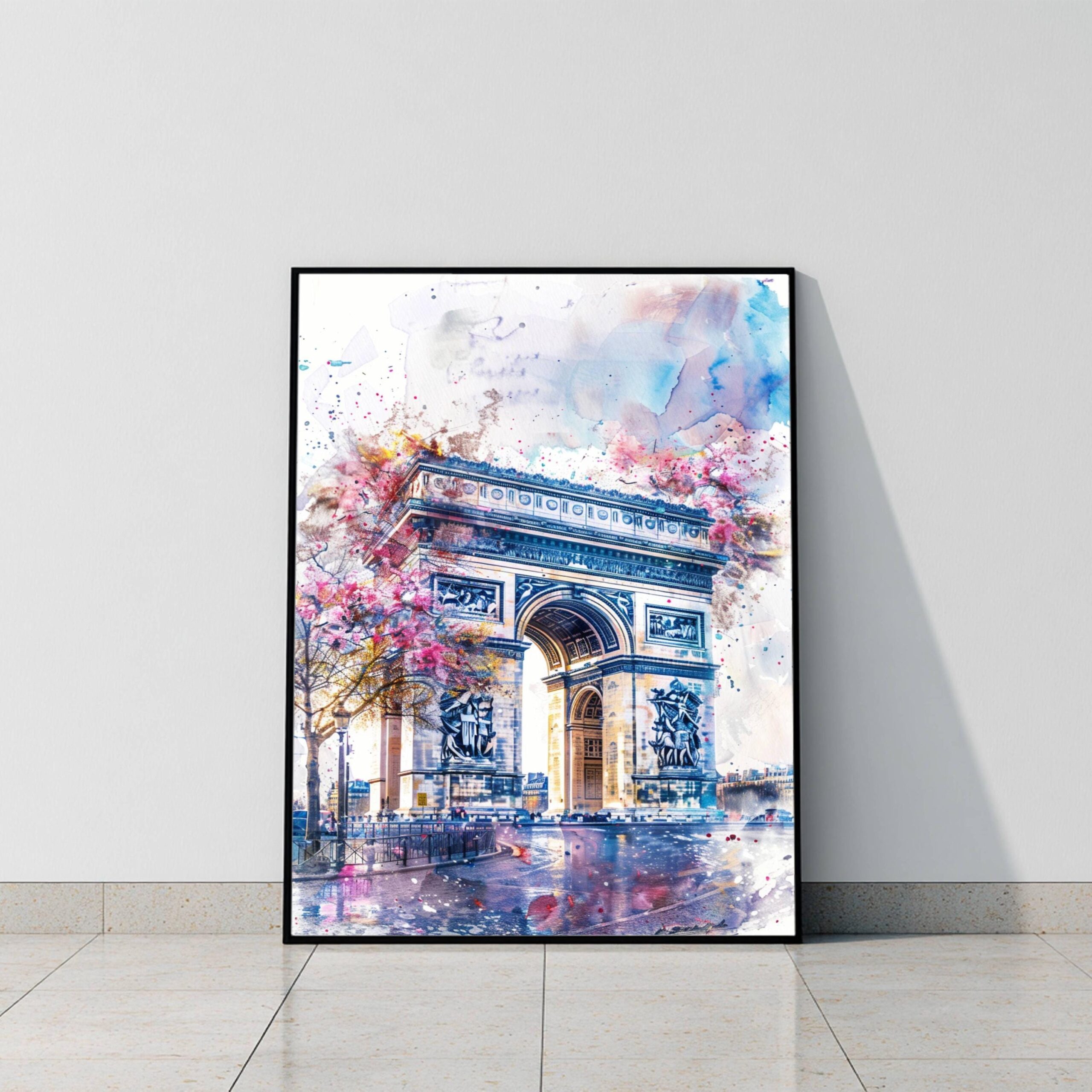 Arc de Triomphe Paris Europe Watercolor: French Travel Art Poster - Image 9