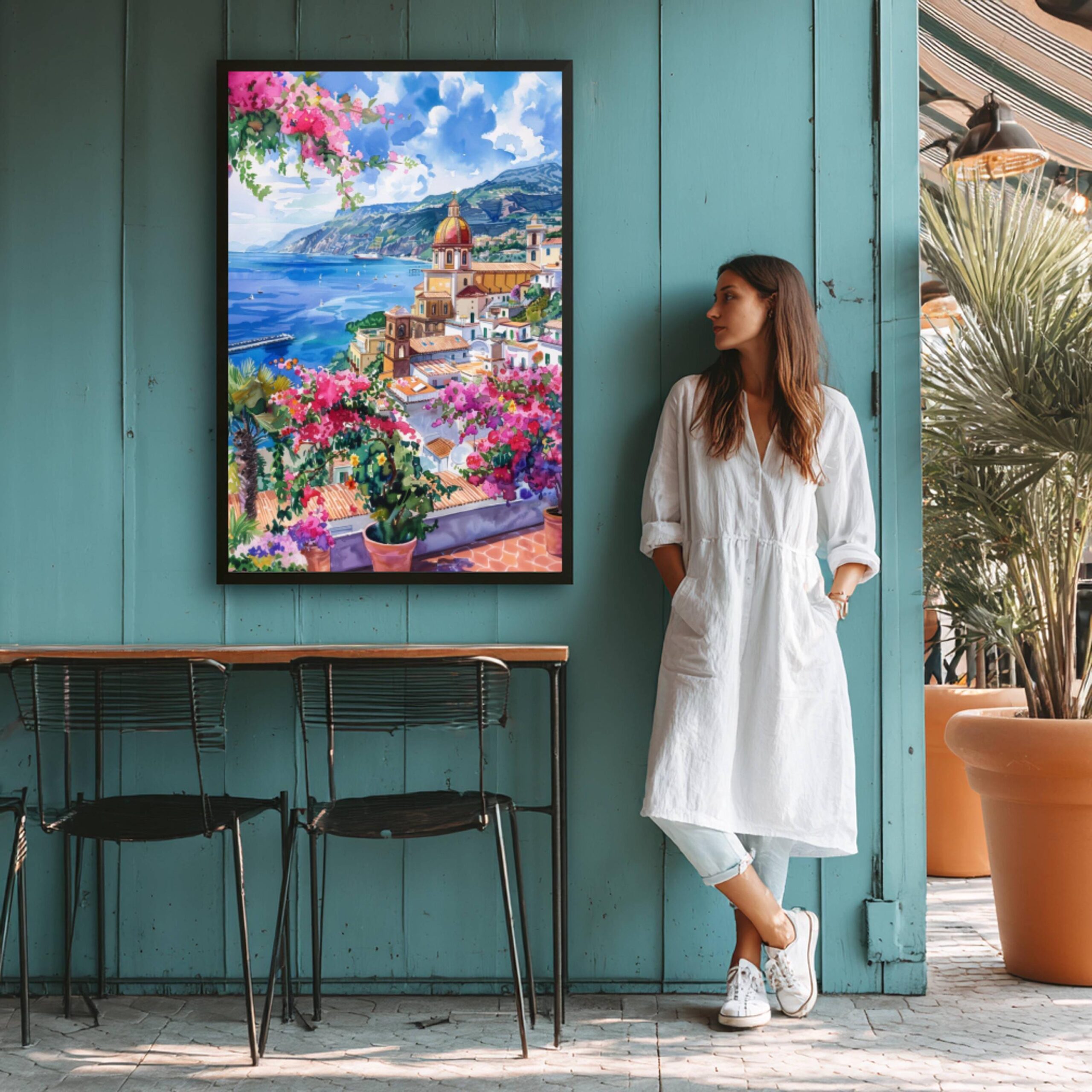 Sorrento Bay of Naples Italy Europe Watercolor: Travel Poster Print - Image 5