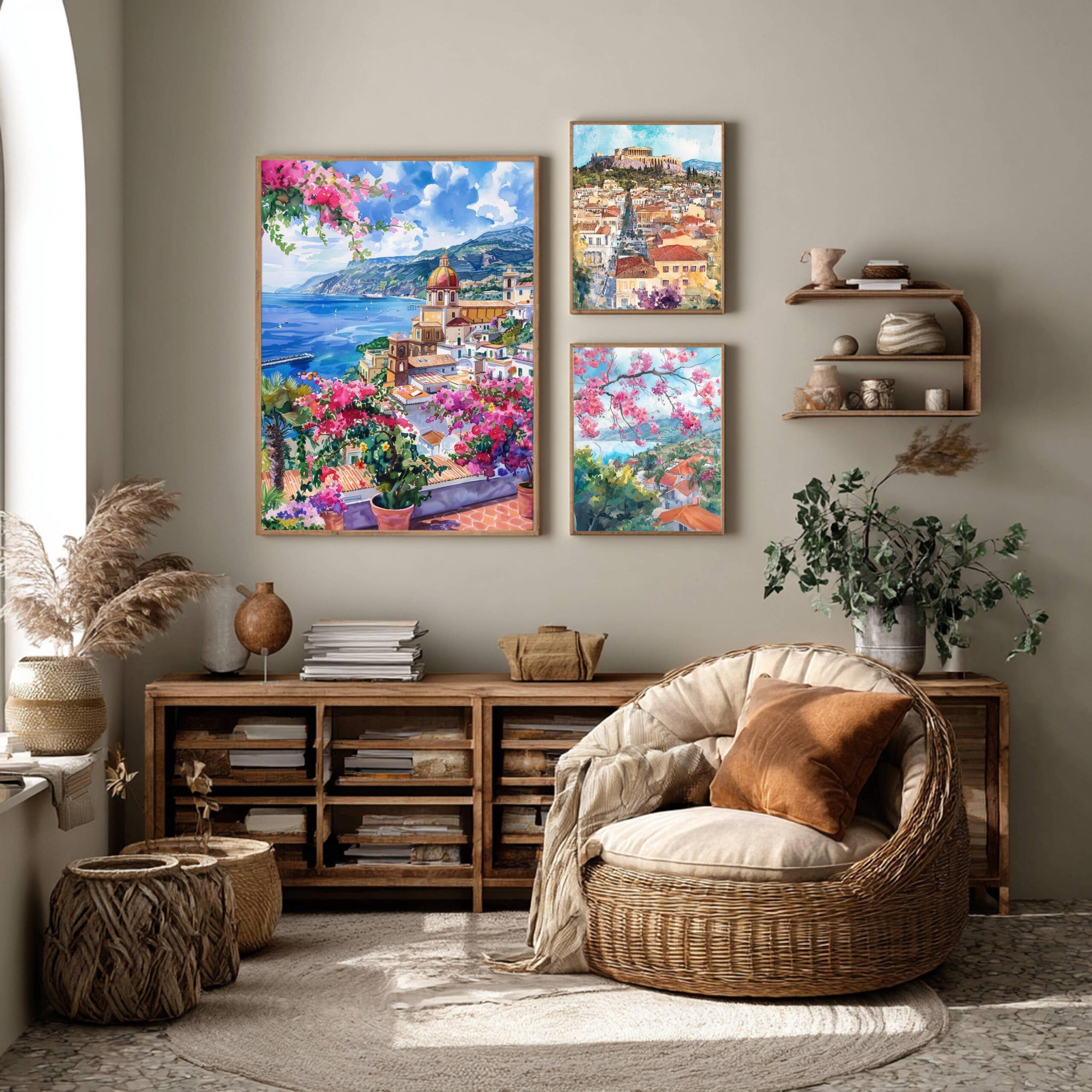 Sorrento Bay of Naples Italy Europe Watercolor: Travel Poster Print - Image 7