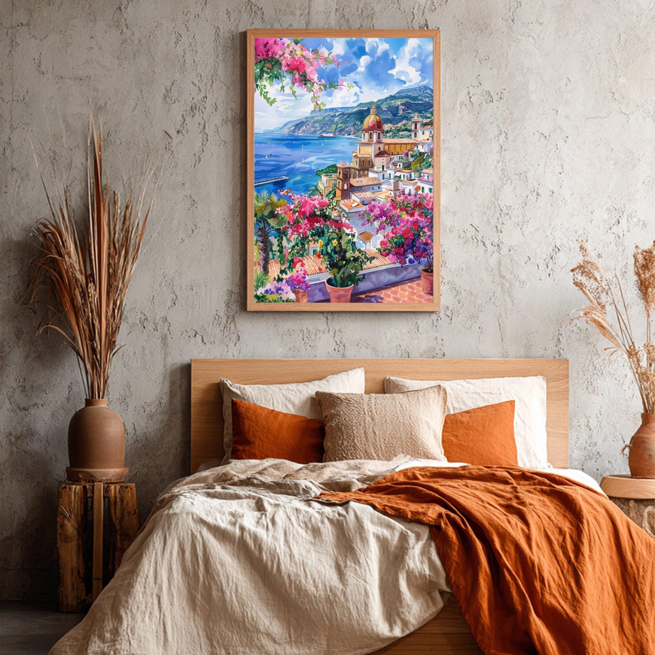 Sorrento Bay of Naples Italy Europe Watercolor: Travel Poster Print - Image 8