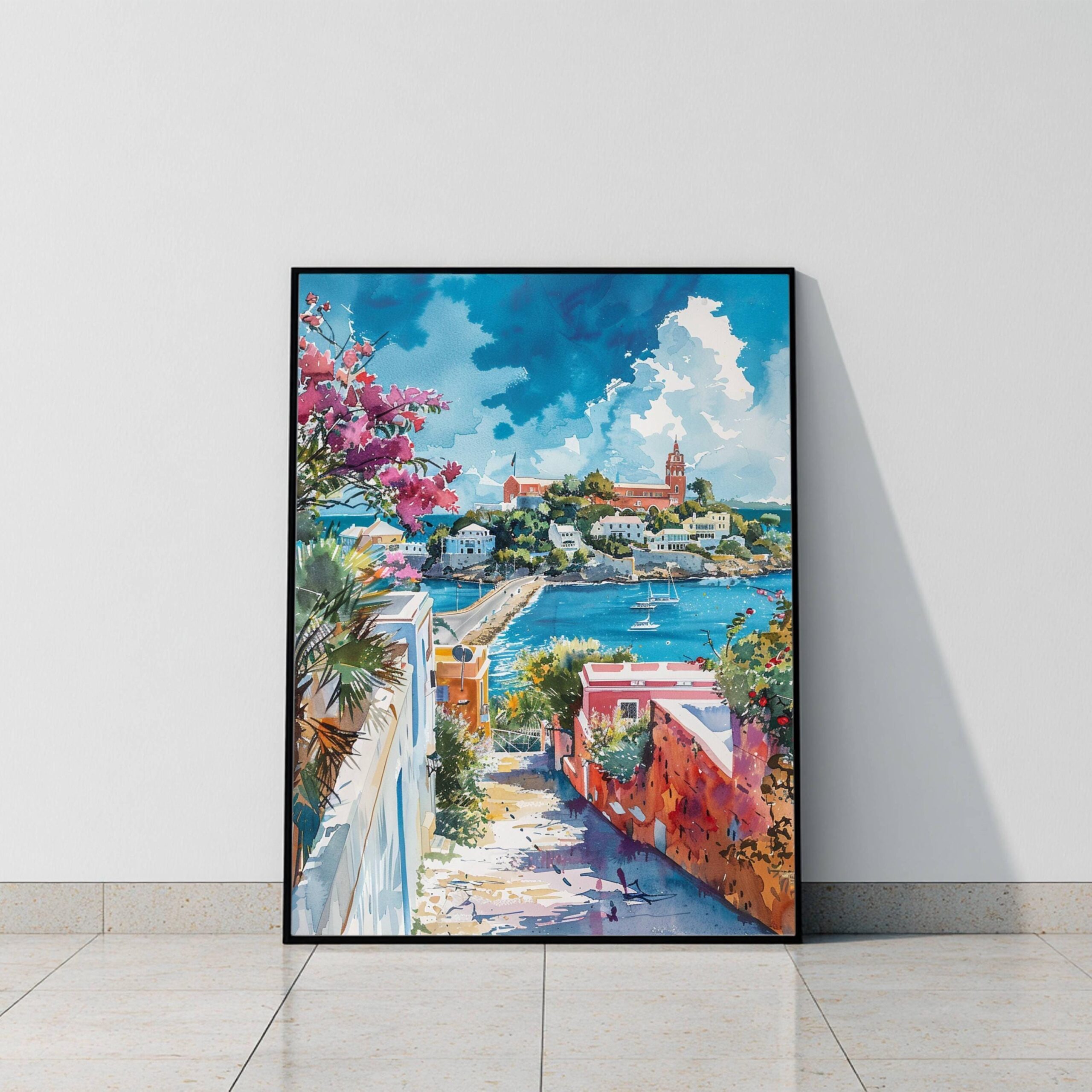 Hamilton Bermuda Caribbean Watercolor: Travel Poster Print - Image 10
