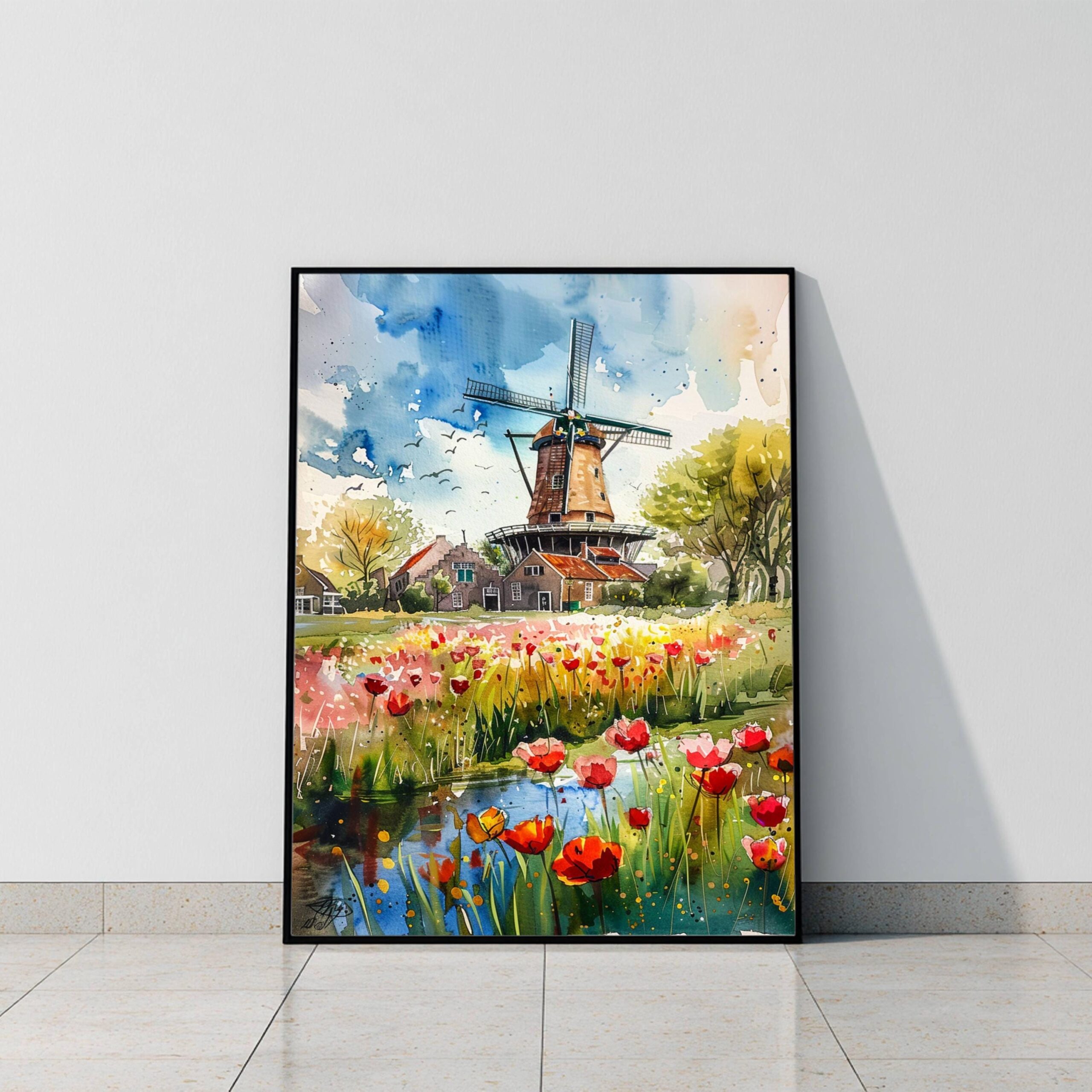 The Netherlands (Holland) Europe Watercolor: Travel Poster Print - Image 10