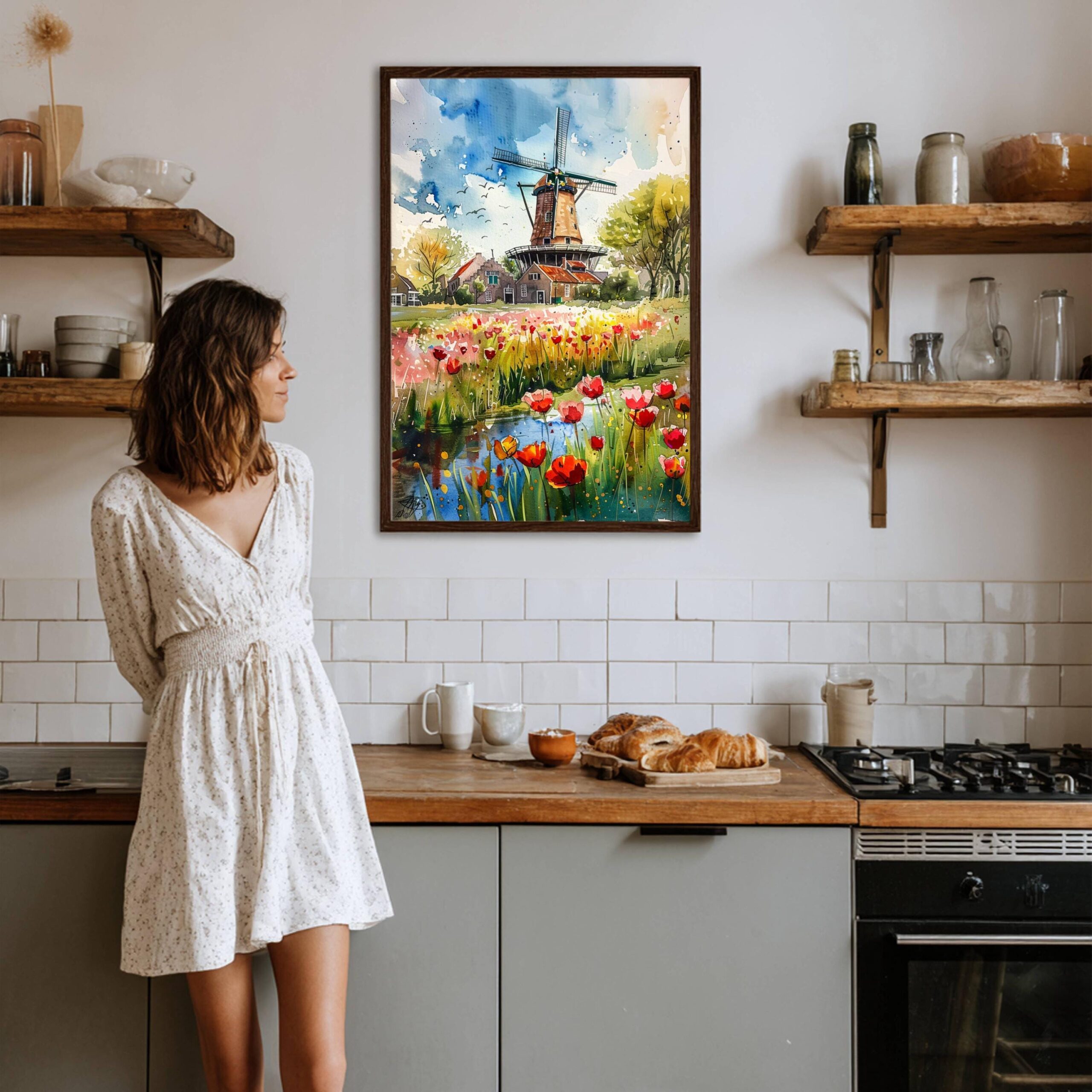 The Netherlands (Holland) Europe Watercolor: Travel Poster Print - Image 4
