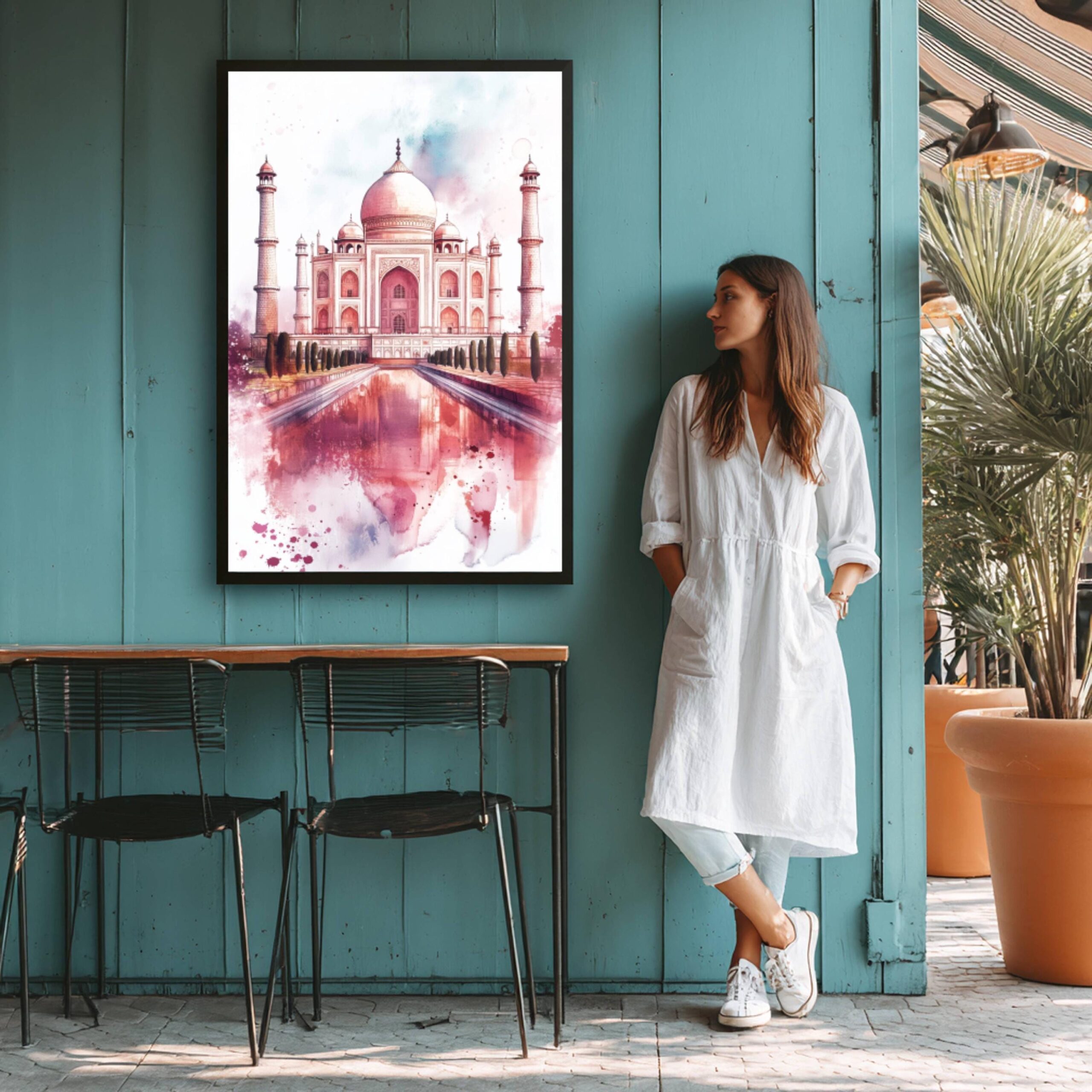 Taj Mahal Agra Uttar Pradesh India Watercolor: Asia Travel Poster - Image 5