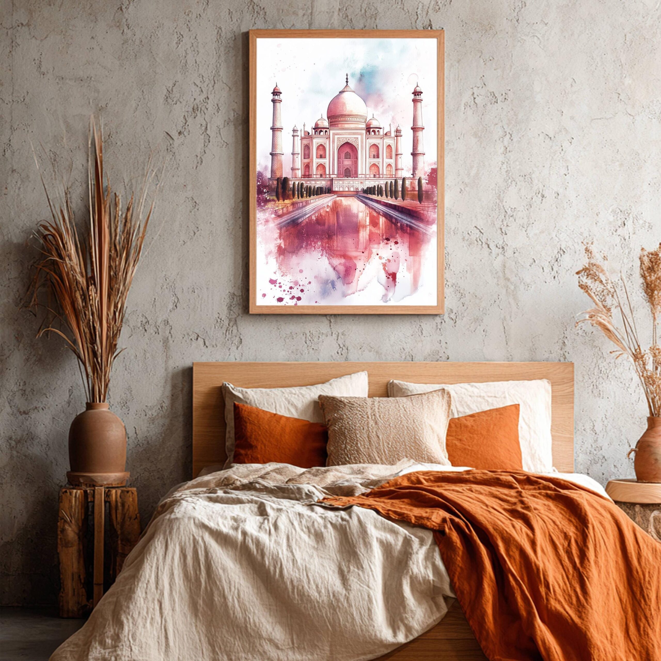 Taj Mahal Agra Uttar Pradesh India Watercolor: Asia Travel Poster - Image 8