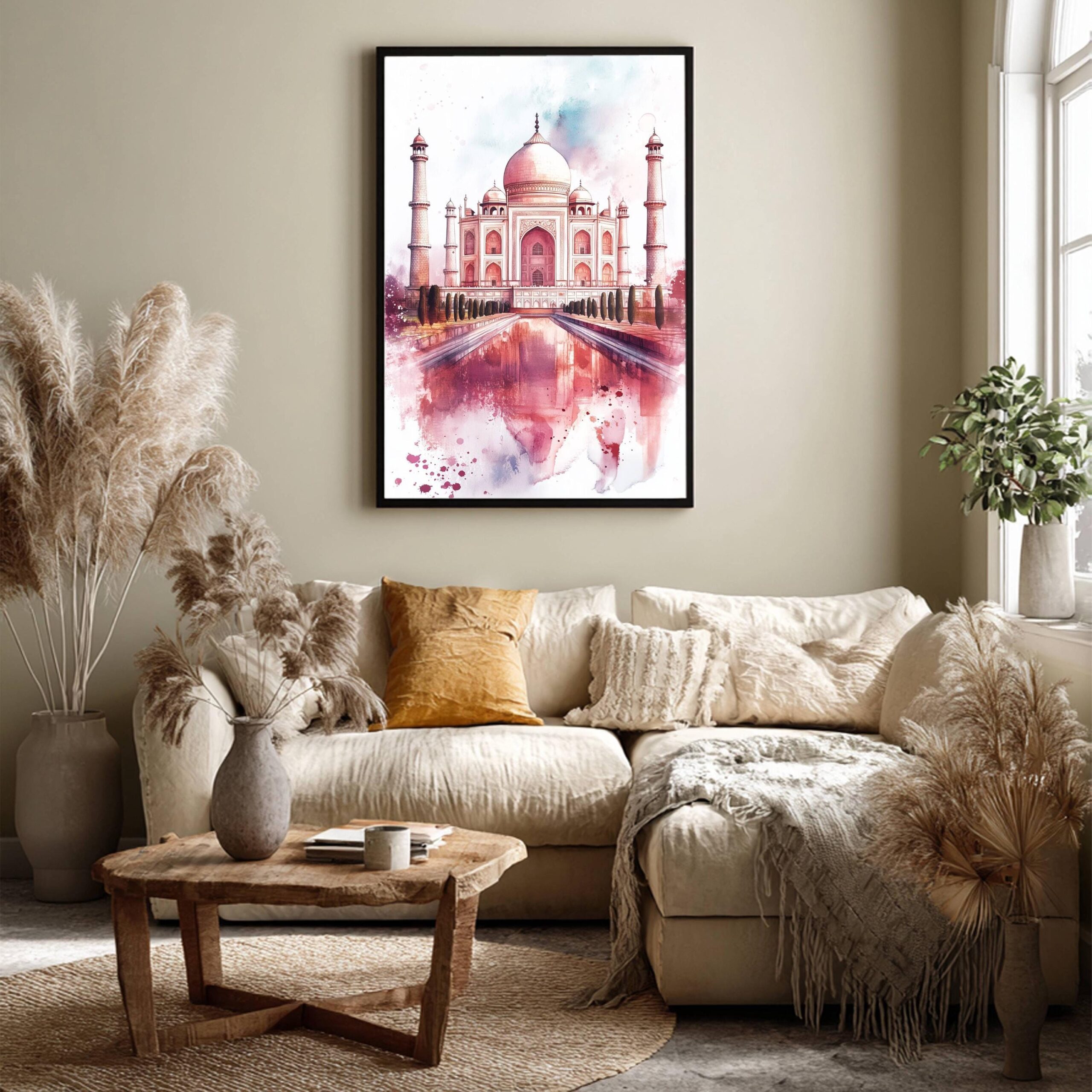 Taj Mahal Agra Uttar Pradesh India Watercolor: Asia Travel Poster - Image 9