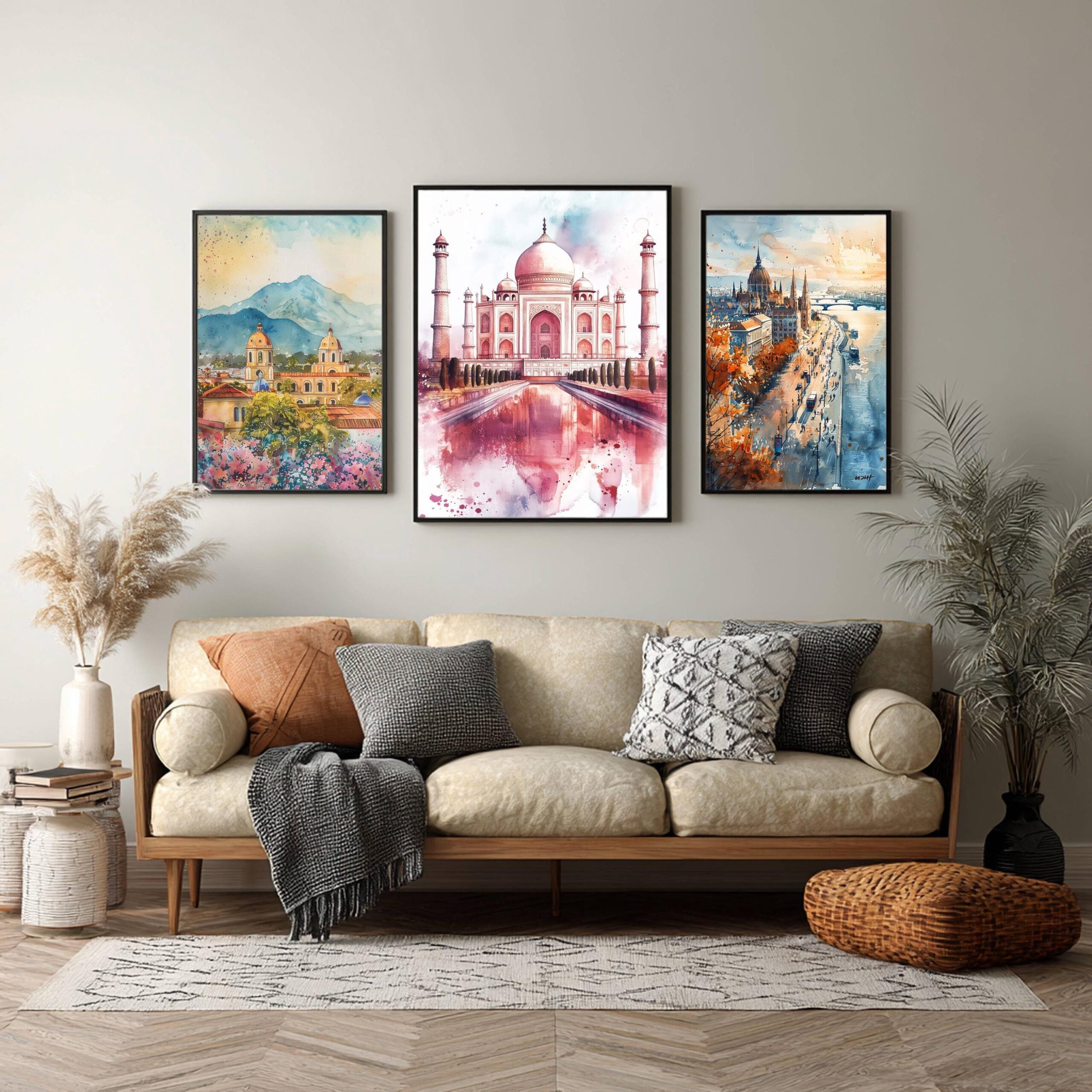 Taj Mahal Agra Uttar Pradesh India Watercolor: Asia Travel Poster - Image 6
