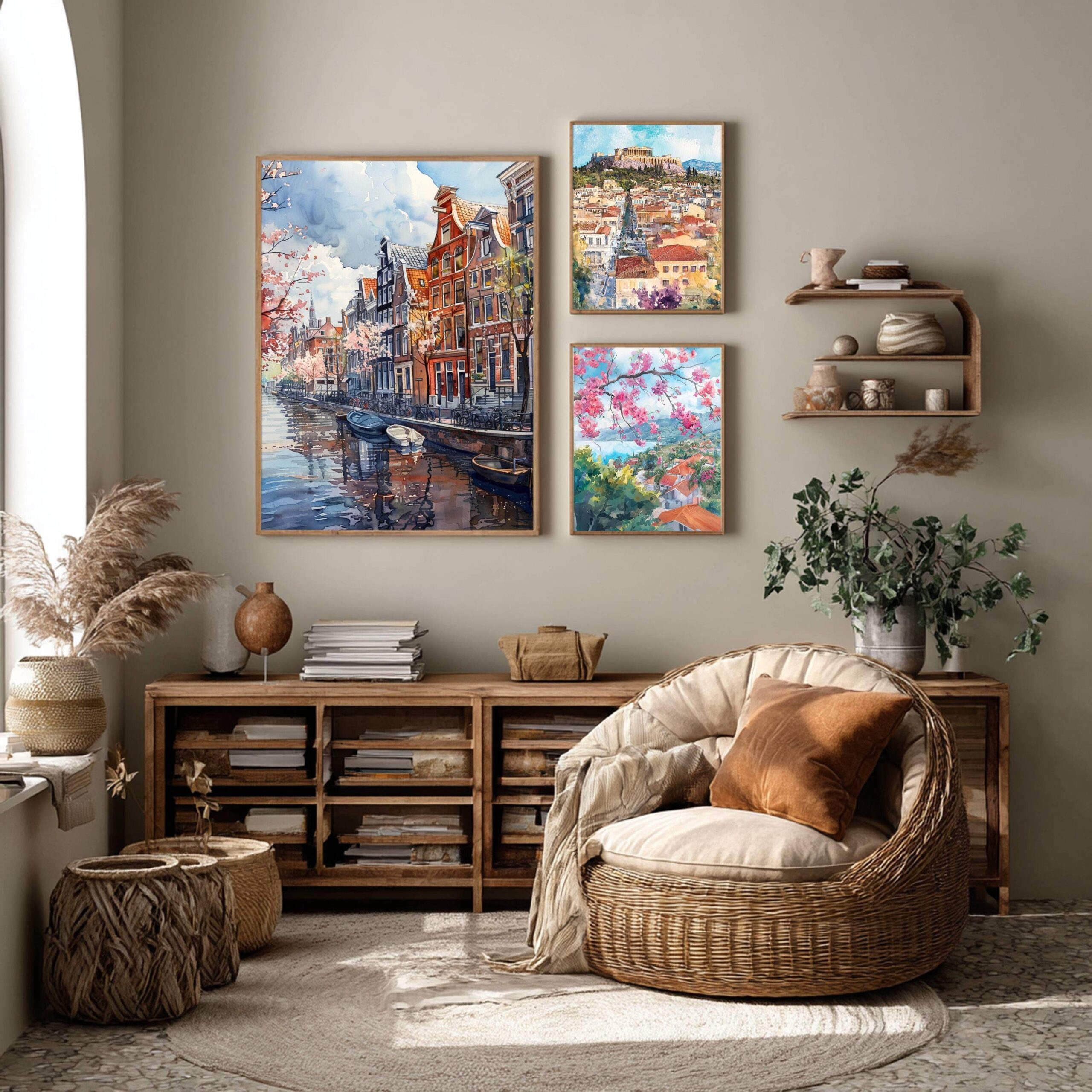 Amsterdam The Netherlands (Holland) Europe Watercolor: Dutch Art Travel Poster Print - Image 6