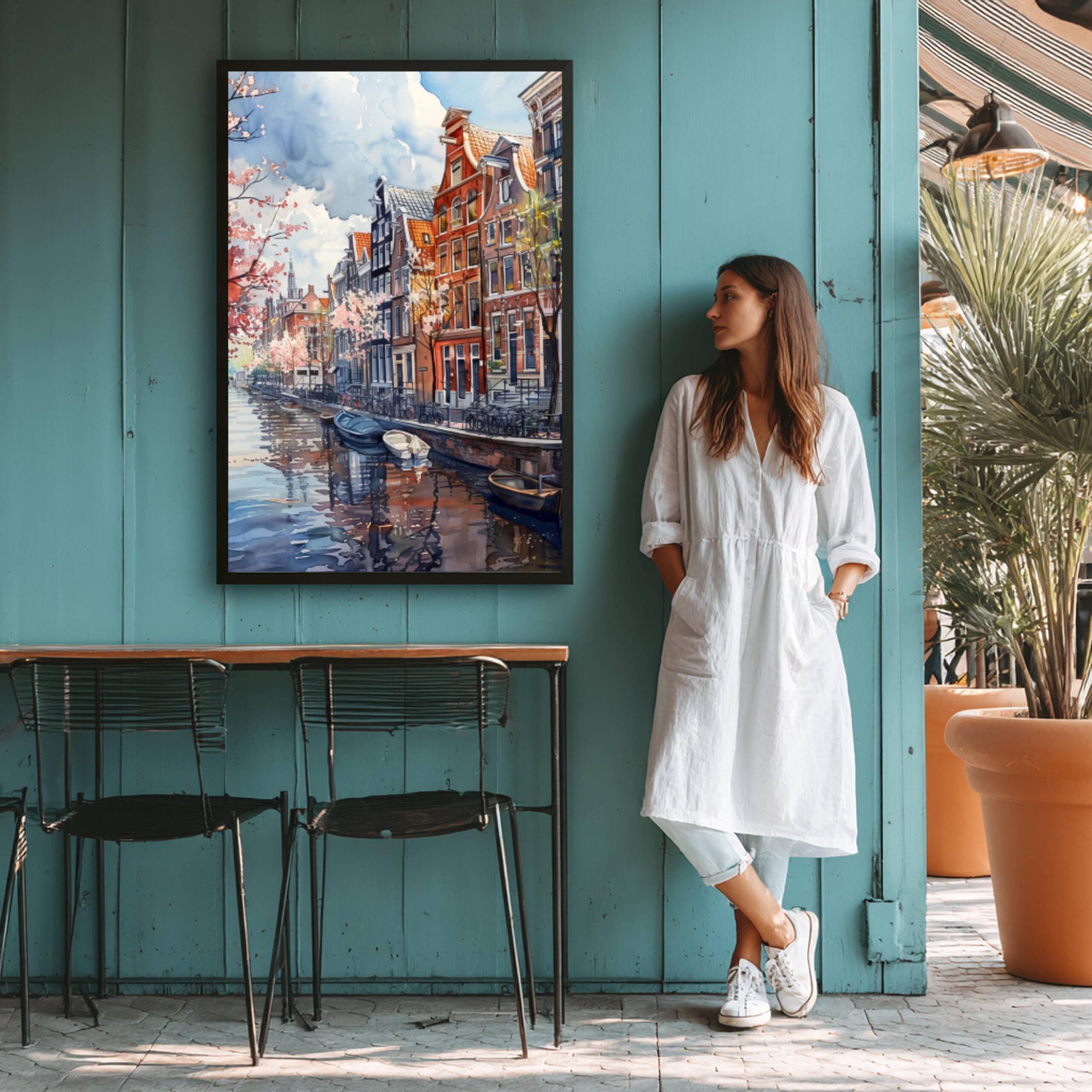 Amsterdam The Netherlands (Holland) Europe Watercolor: Dutch Art Travel Poster Print - Image 5