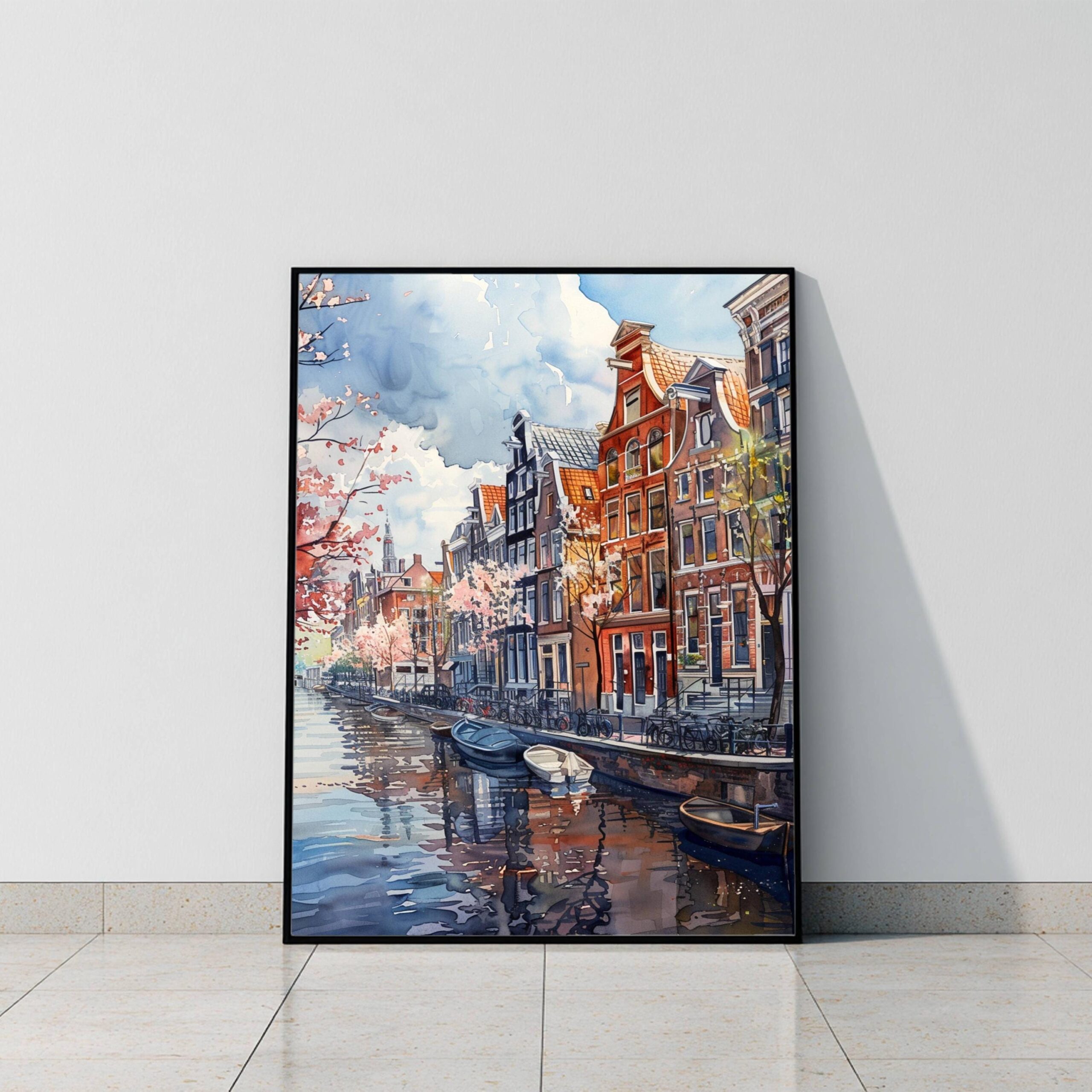 Amsterdam The Netherlands (Holland) Europe Watercolor: Dutch Art Travel Poster Print - Image 9