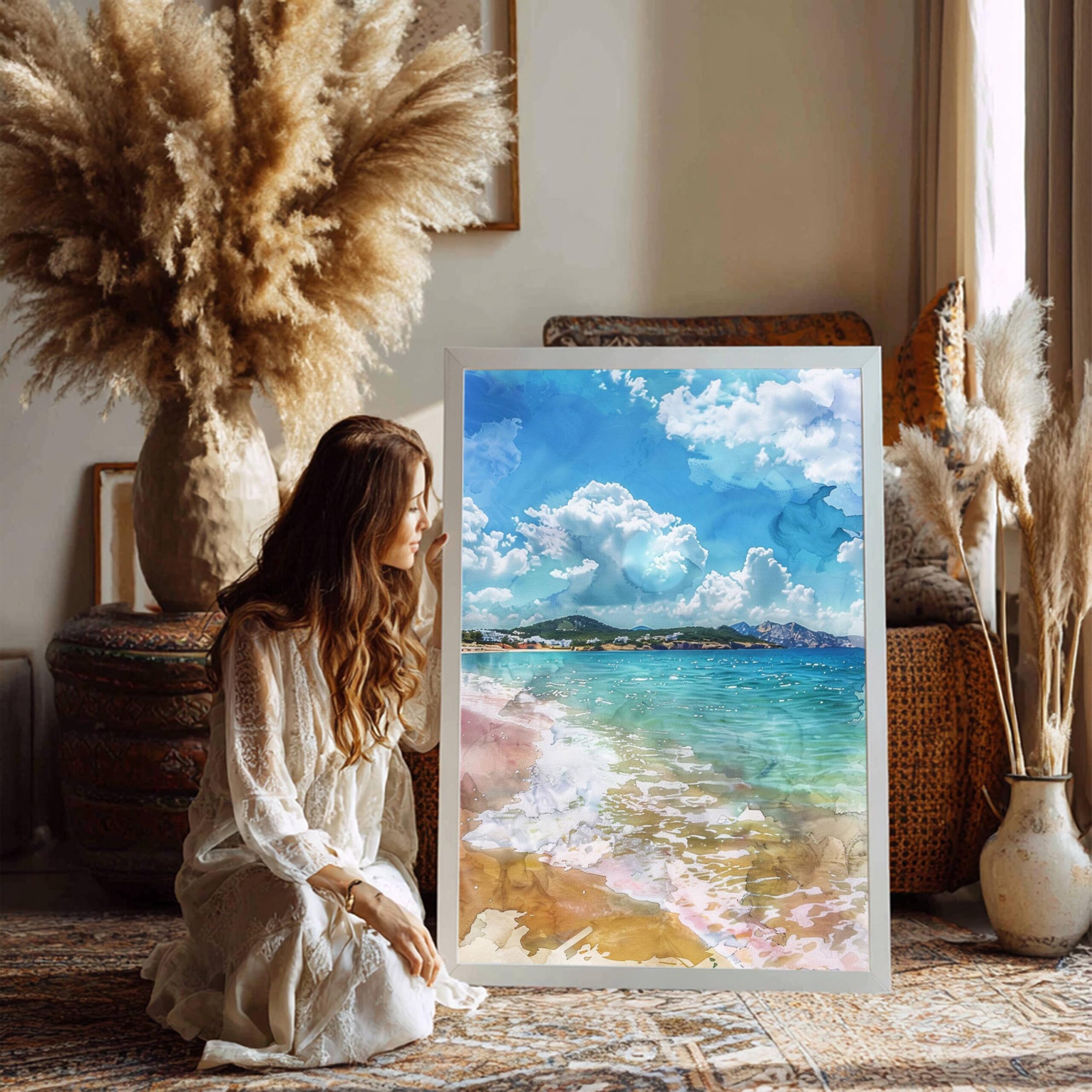 Ibiza Balearic Islands Spain Europe Watercolor Print: Travel Art Poster - Image 3