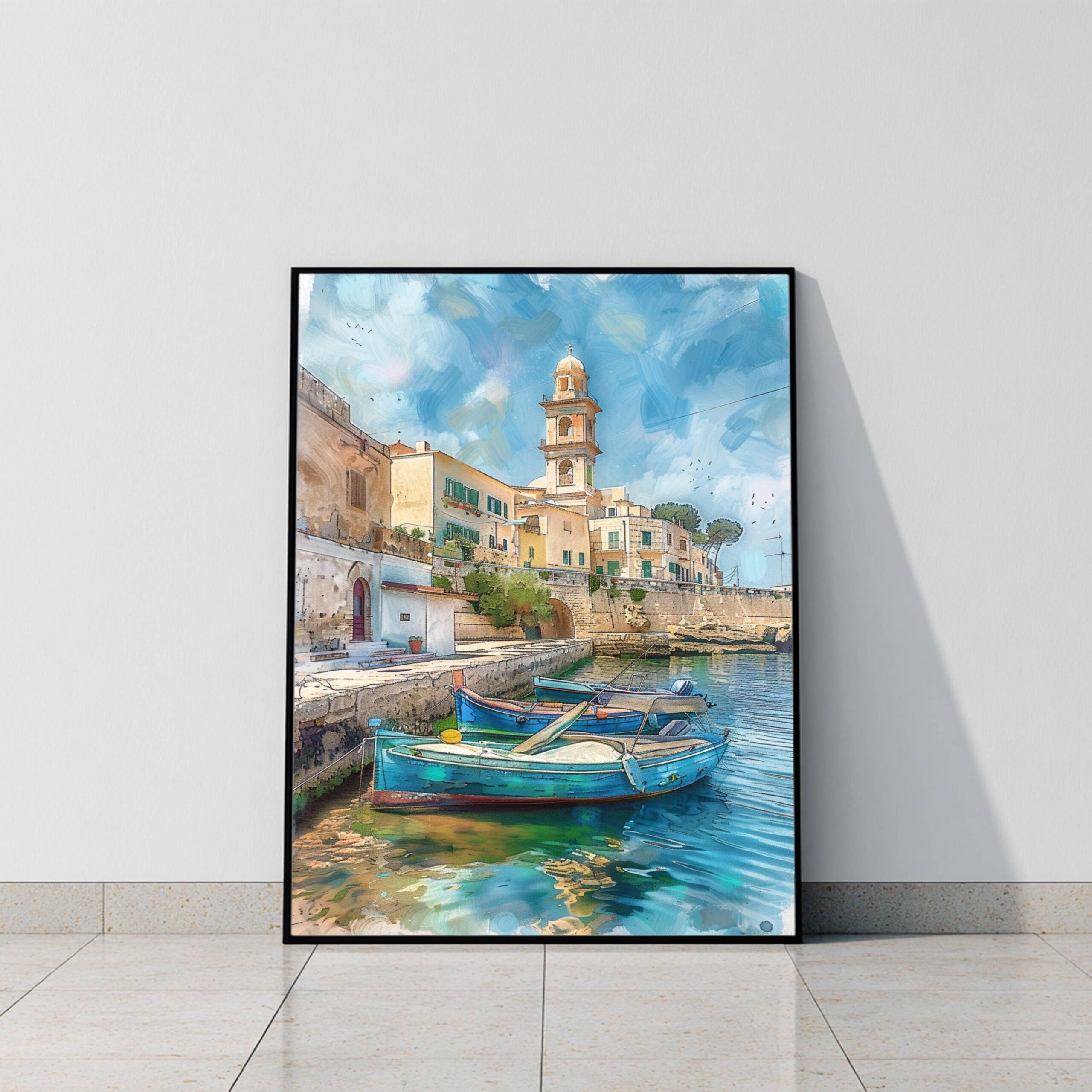 Bari Italy Europe Watercolor: Italian Travel Art Poster - Image 9
