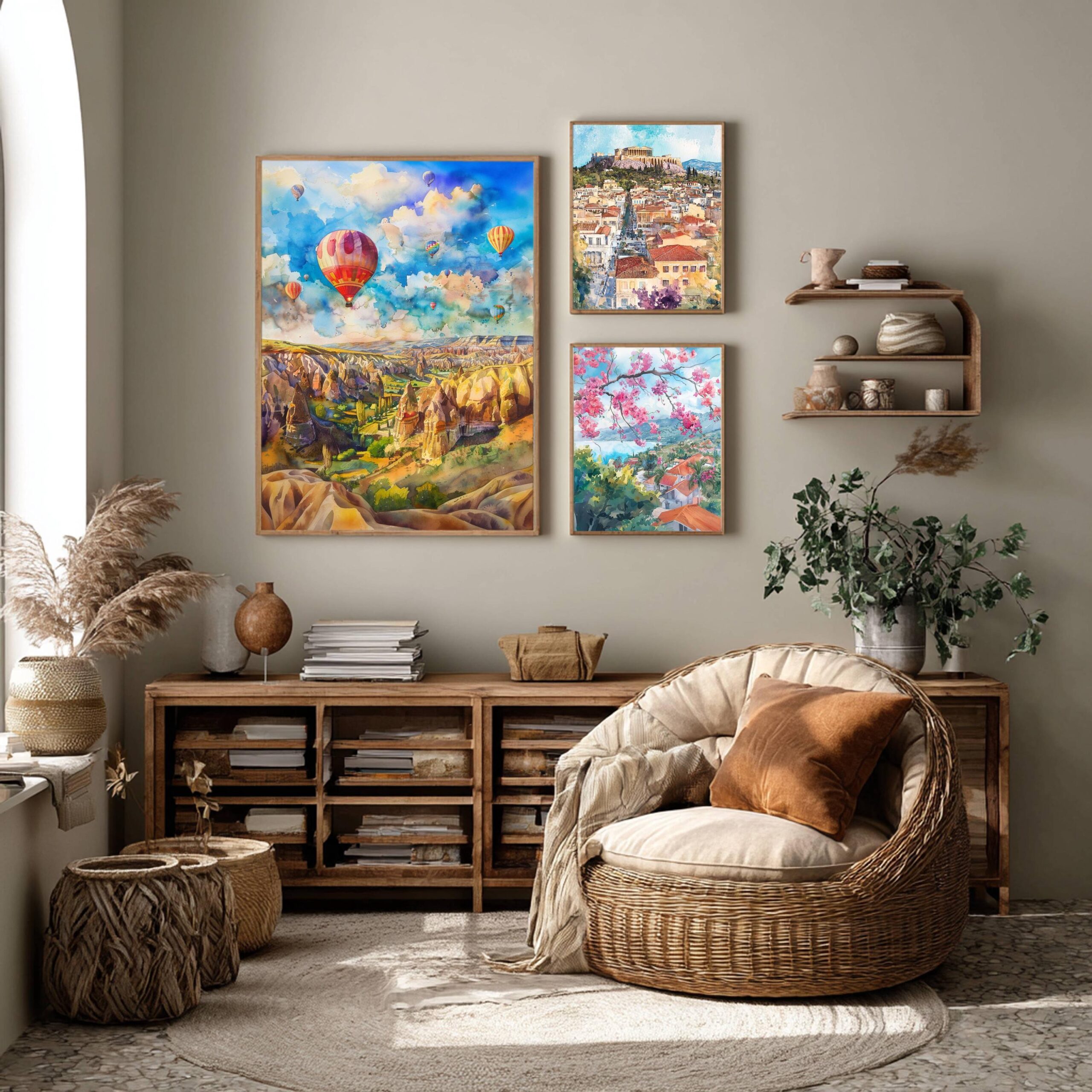 Cappadocia Turkey Watercolor Print: Europe Travel Art Poster - Image 2