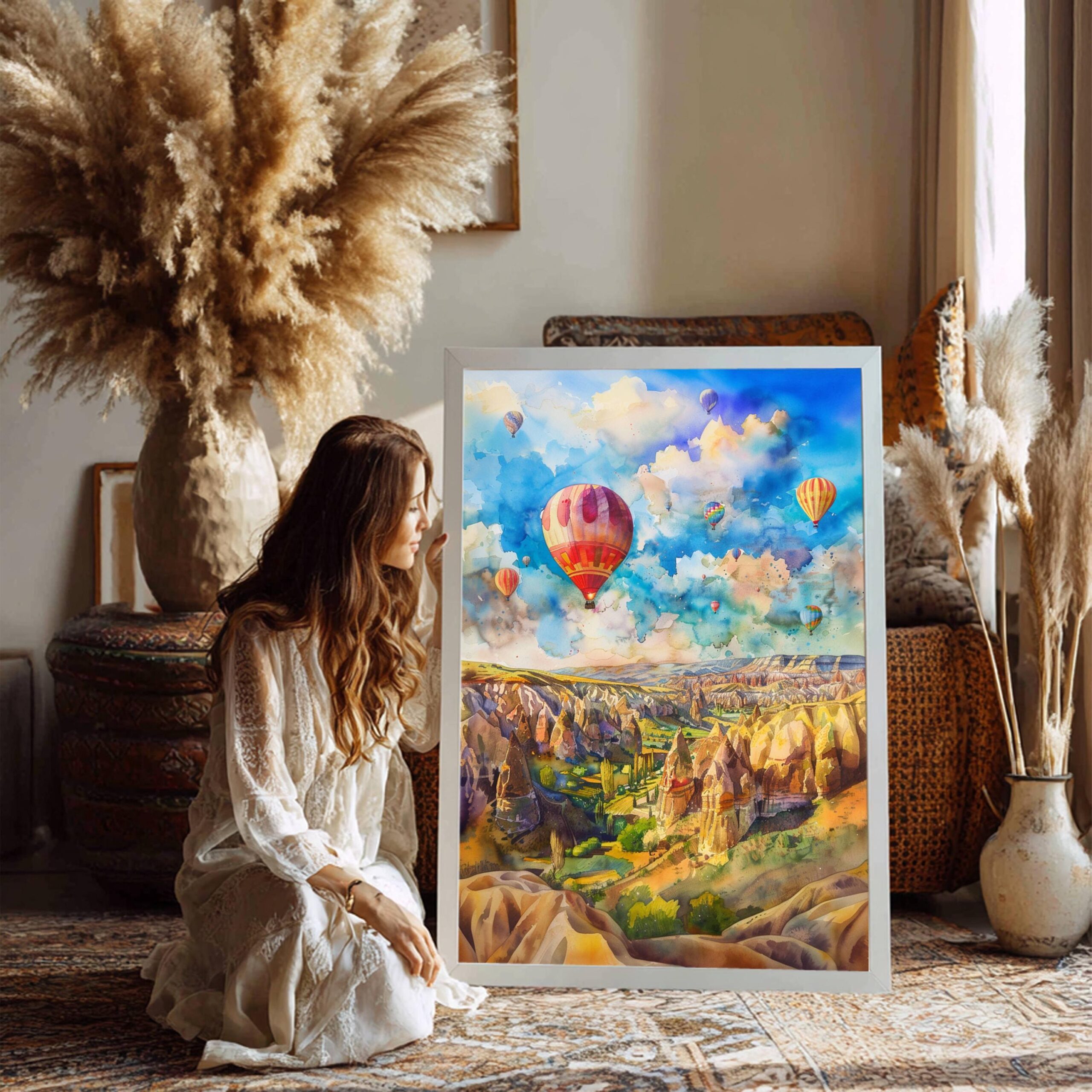 Cappadocia Turkey Watercolor Print: Europe Travel Art Poster - Image 3