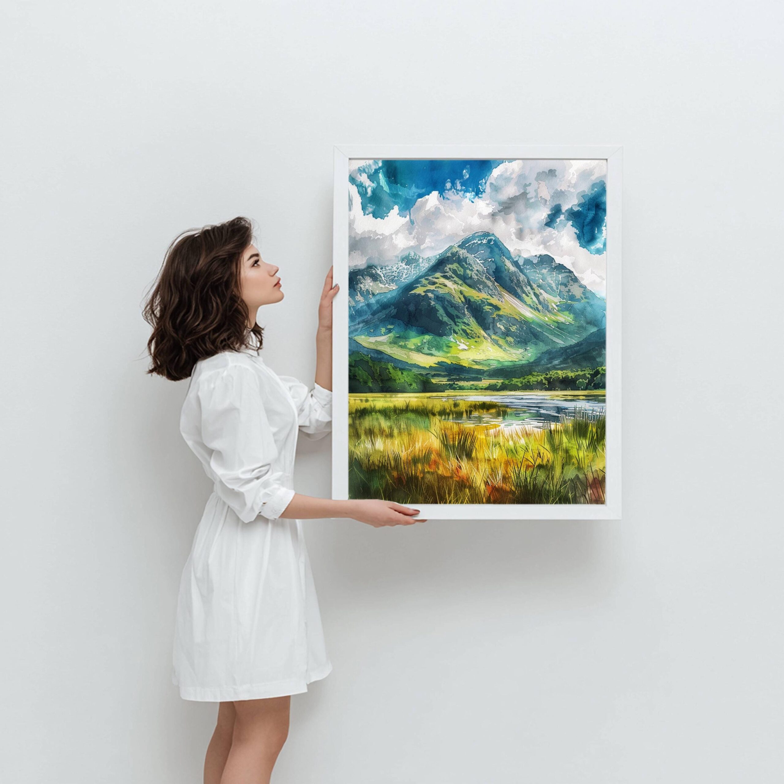 Ben Nevis Grampian Mountains Scotland Watercolor: Three Peaks Challenge Poster - Image 3