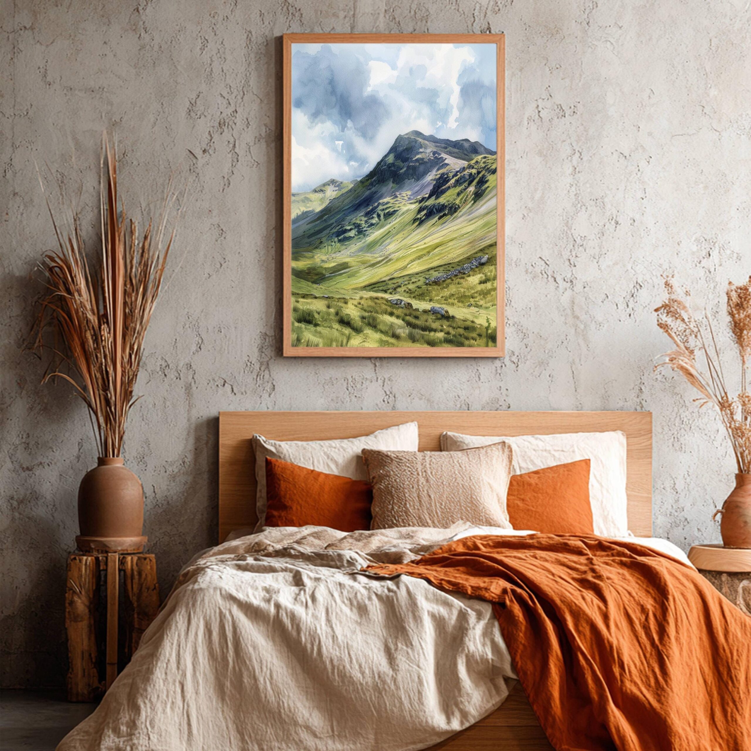 Scafell Pike Cumbria England UK Watercolor: Three Peaks Challenge Poster - Image 7