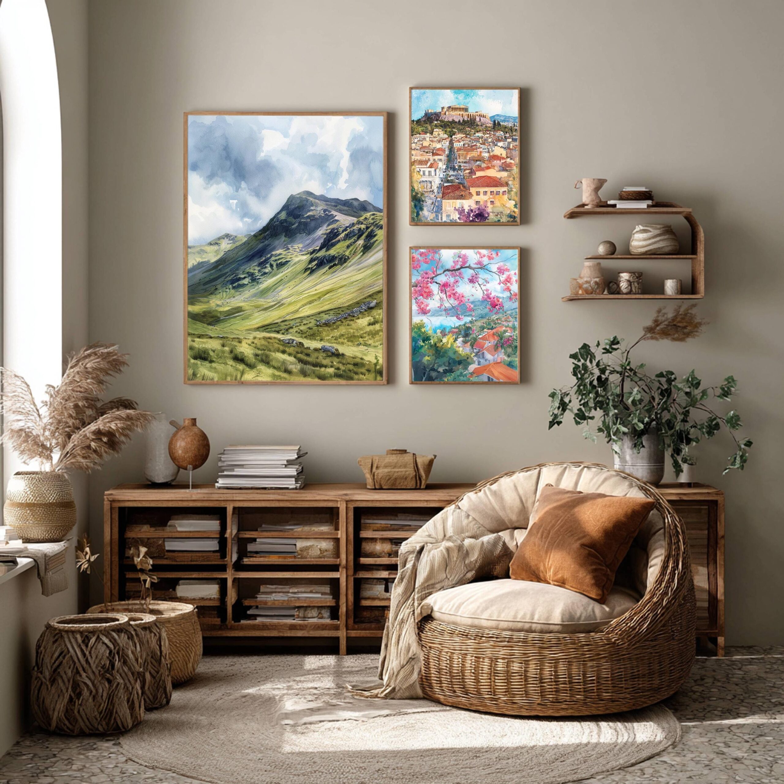 Scafell Pike Cumbria England UK Watercolor: Three Peaks Challenge Poster - Image 2