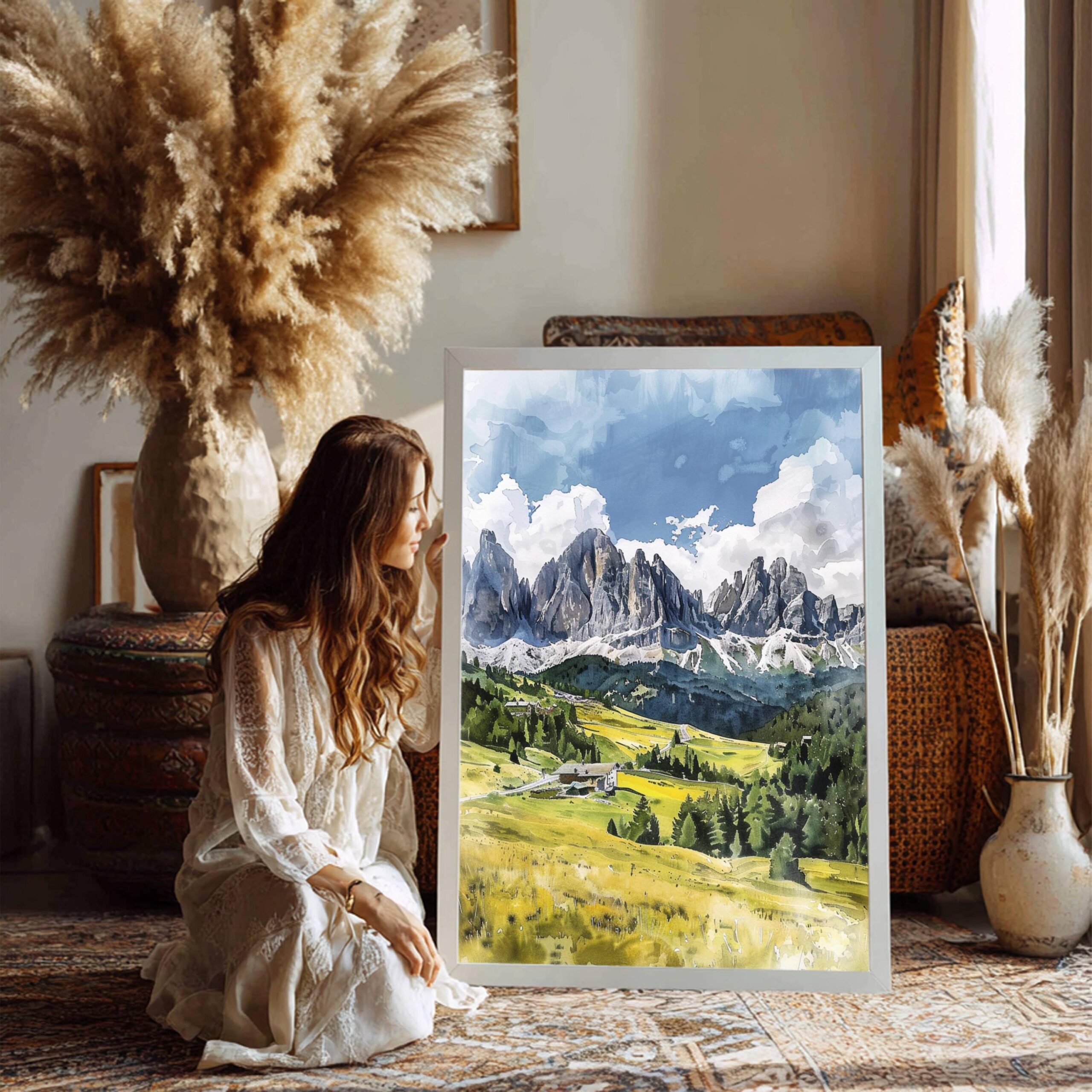 The Dolomite Mountains Watercolor: Italy Travel Poster - Image 4