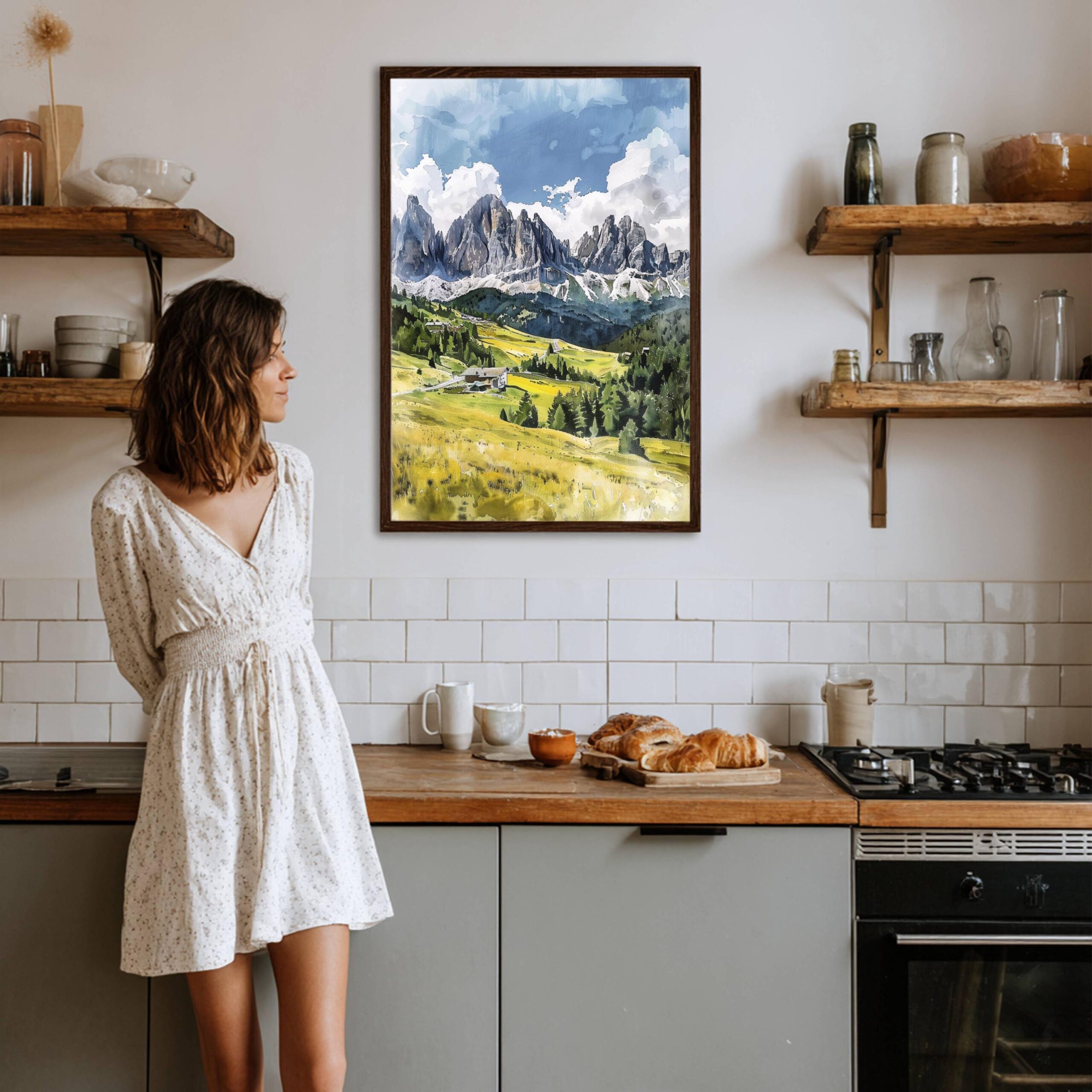 The Dolomite Mountains Watercolor: Italy Travel Poster - Image 6