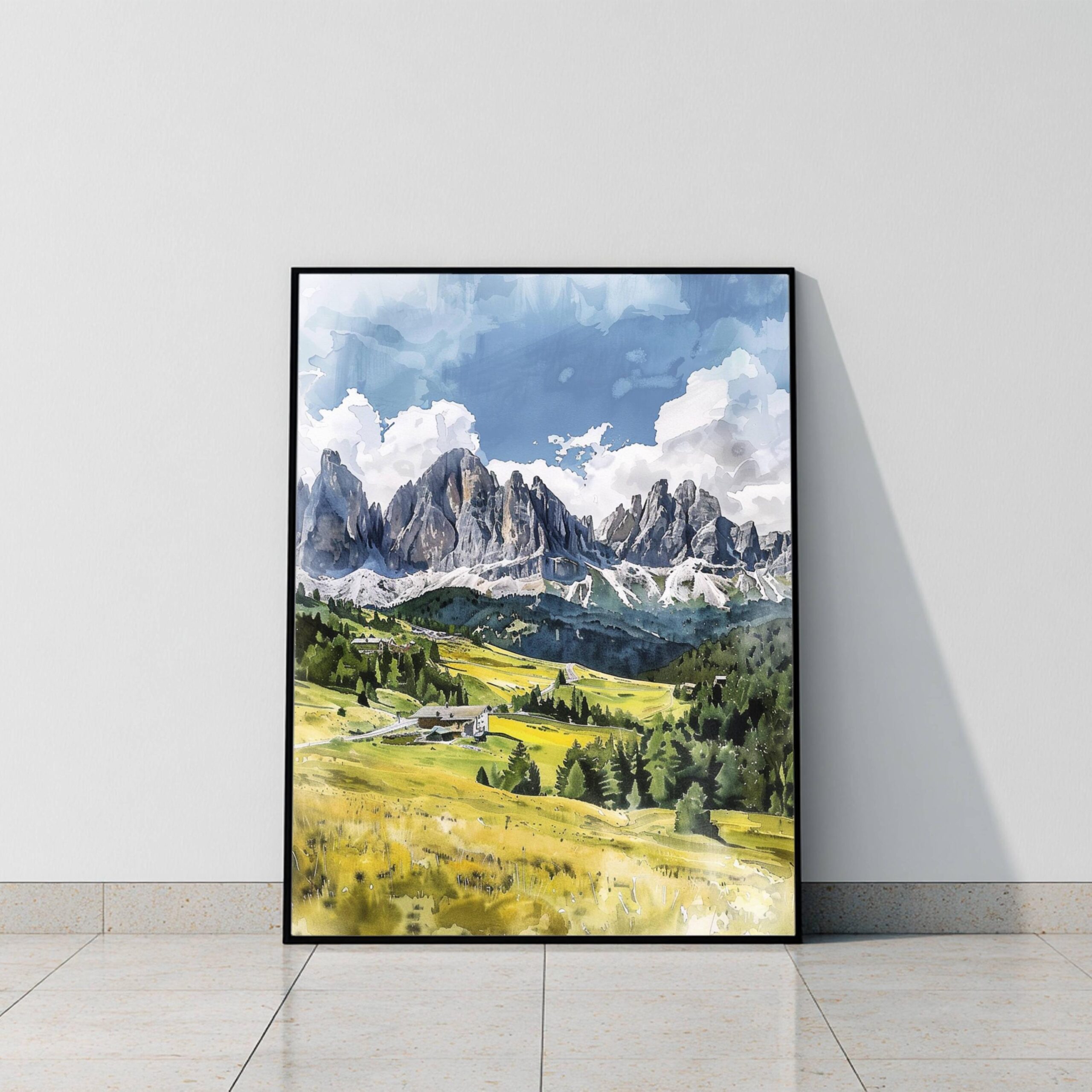 The Dolomite Mountains Watercolor: Italy Travel Poster - Image 10