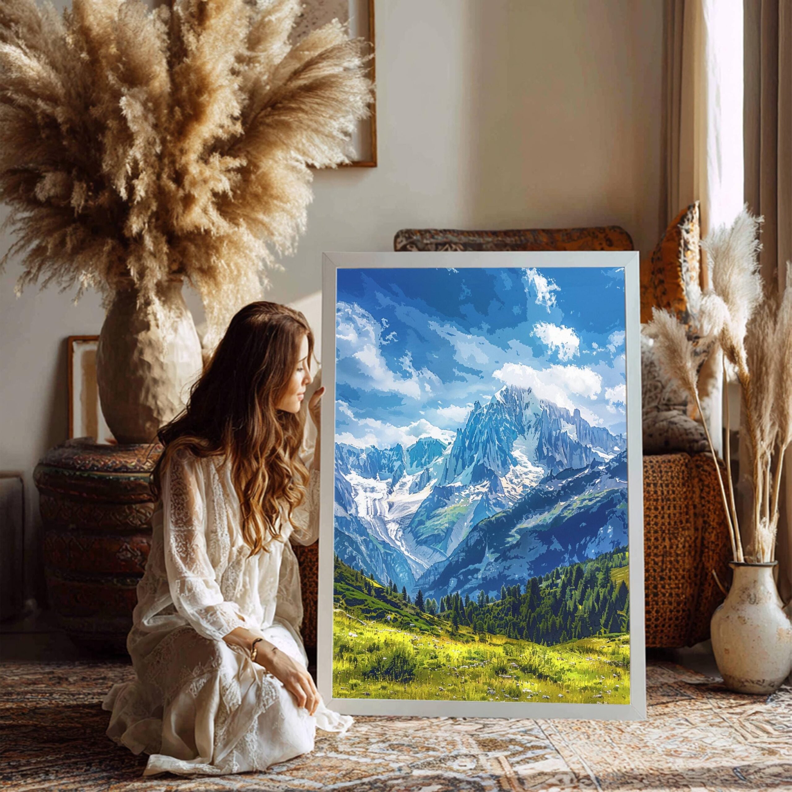 Mont Blanc Mountain Switzerland Europe Watercolor Print: Vacation Travel Art Poster - Image 3