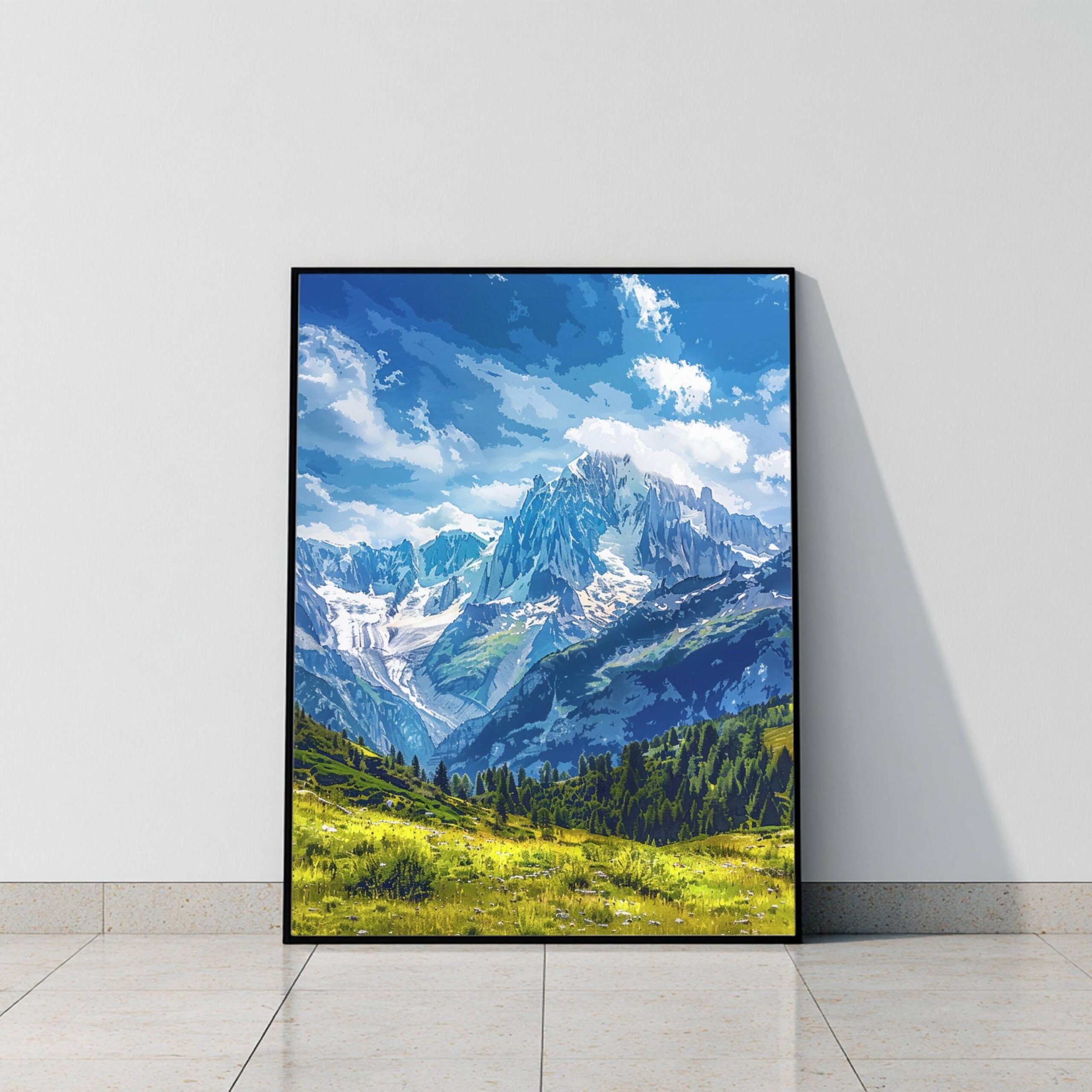 Mont Blanc Mountain Switzerland Europe Watercolor Print: Vacation Travel Art Poster - Image 9