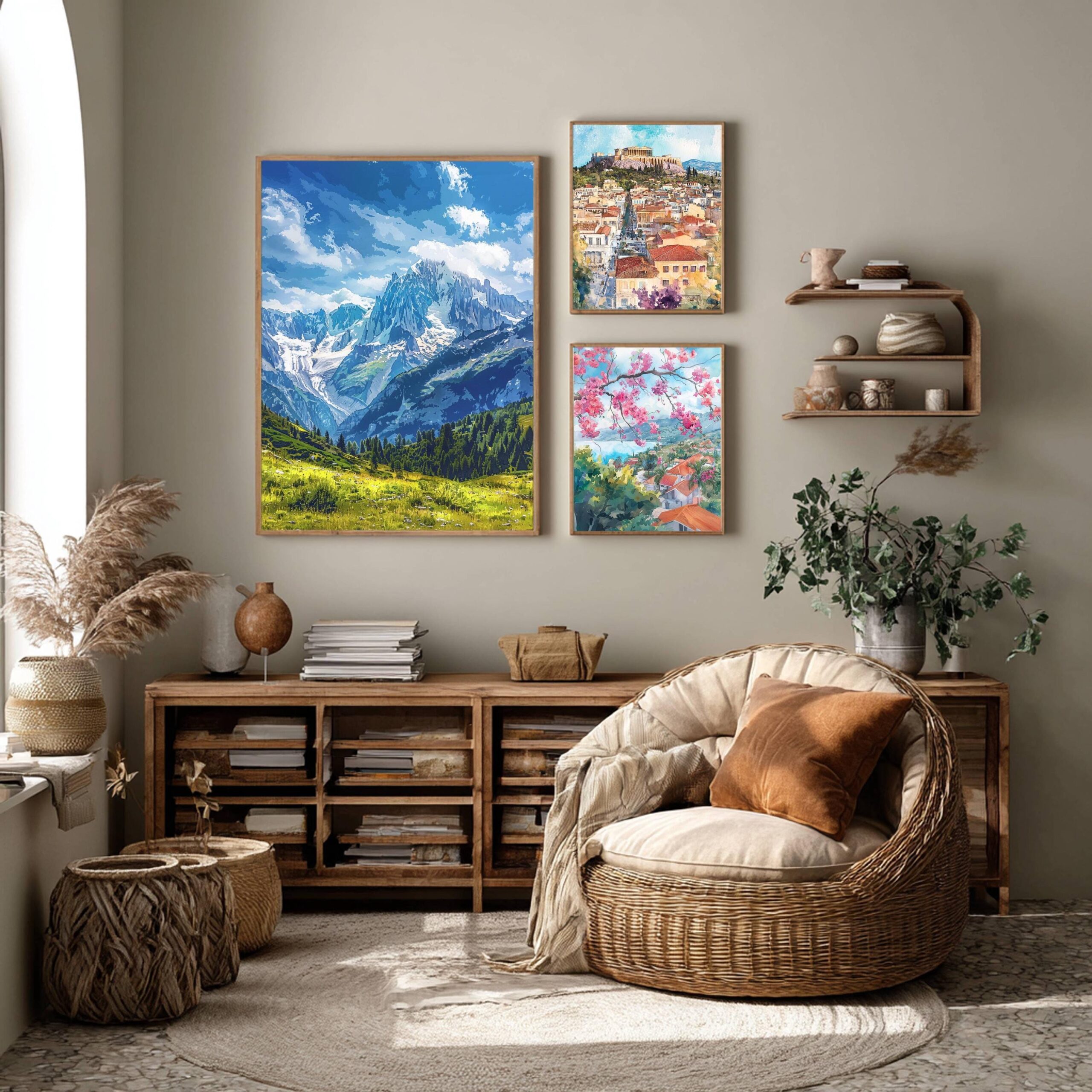Mont Blanc Mountain Switzerland Europe Watercolor Print: Vacation Travel Art Poster - Image 2