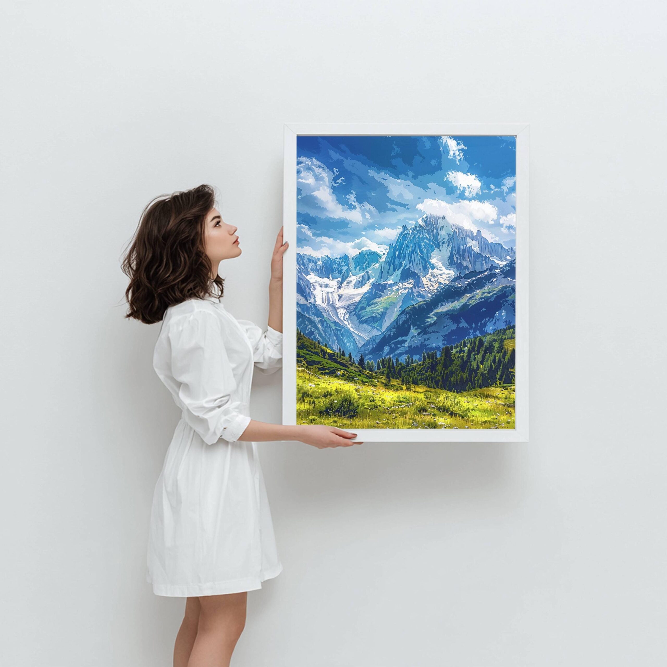Mont Blanc Mountain Switzerland Europe Watercolor Print: Vacation Travel Art Poster - Image 4