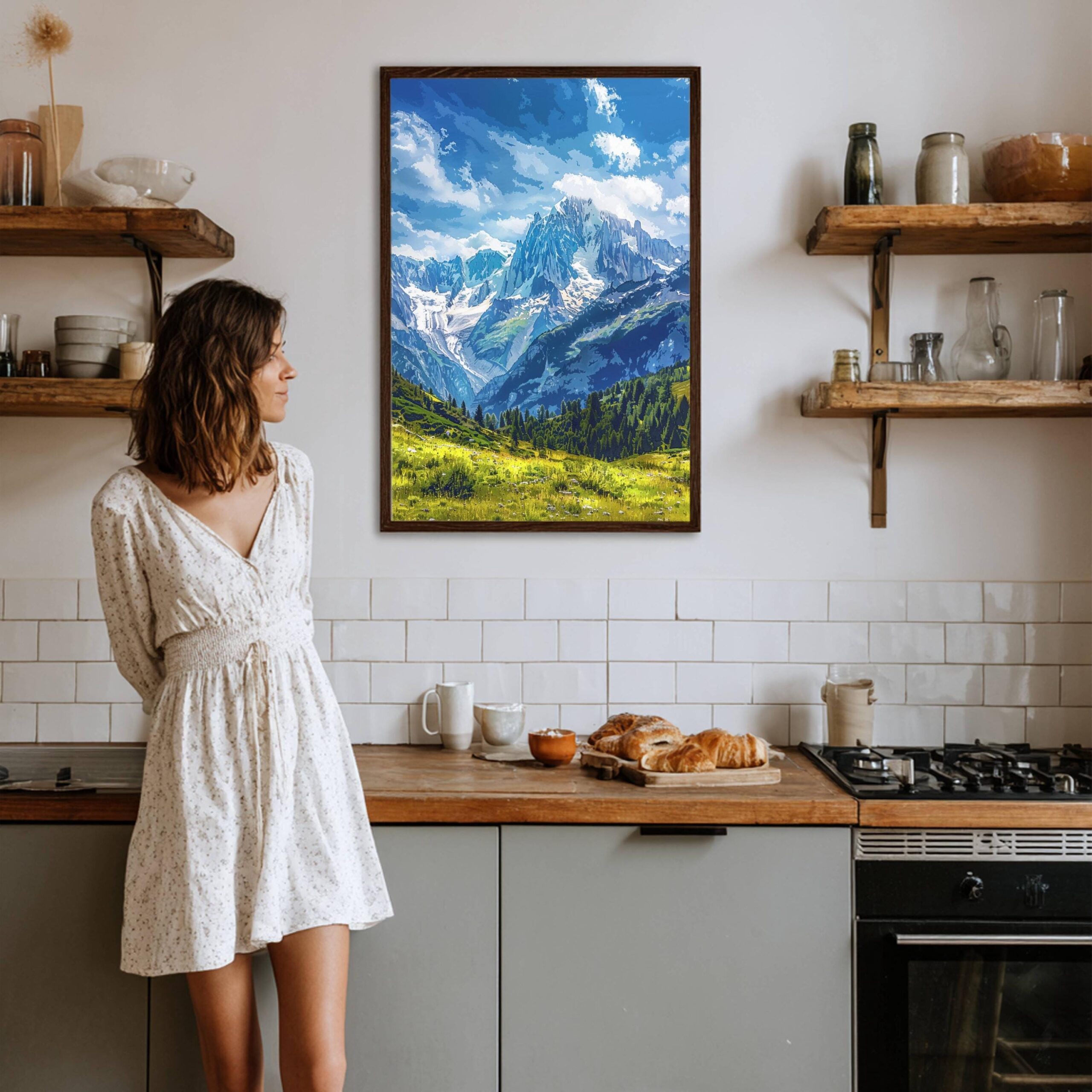 Mont Blanc Mountain Switzerland Europe Watercolor Print: Vacation Travel Art Poster - Image 5