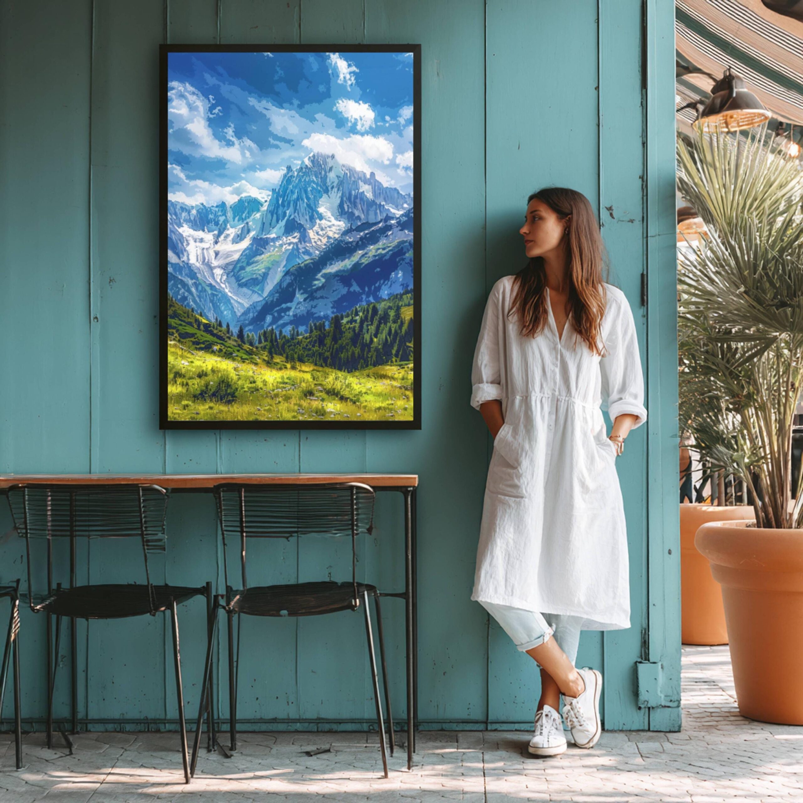 Mont Blanc Mountain Switzerland Europe Watercolor Print: Vacation Travel Art Poster - Image 6
