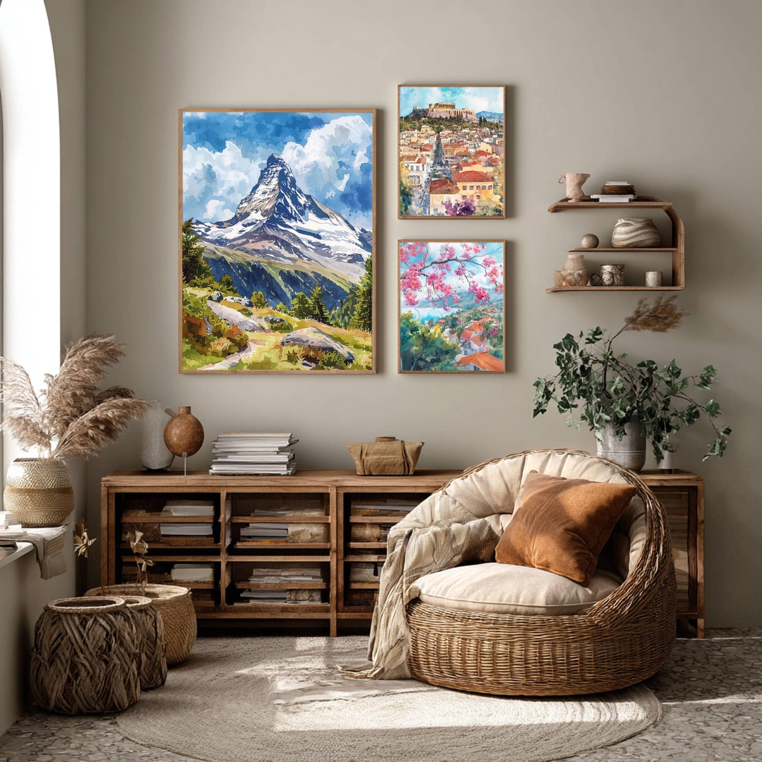 The Matterhorn Mountain Switzerland Watercolor: Vacation Travel Art Poster - Image 2