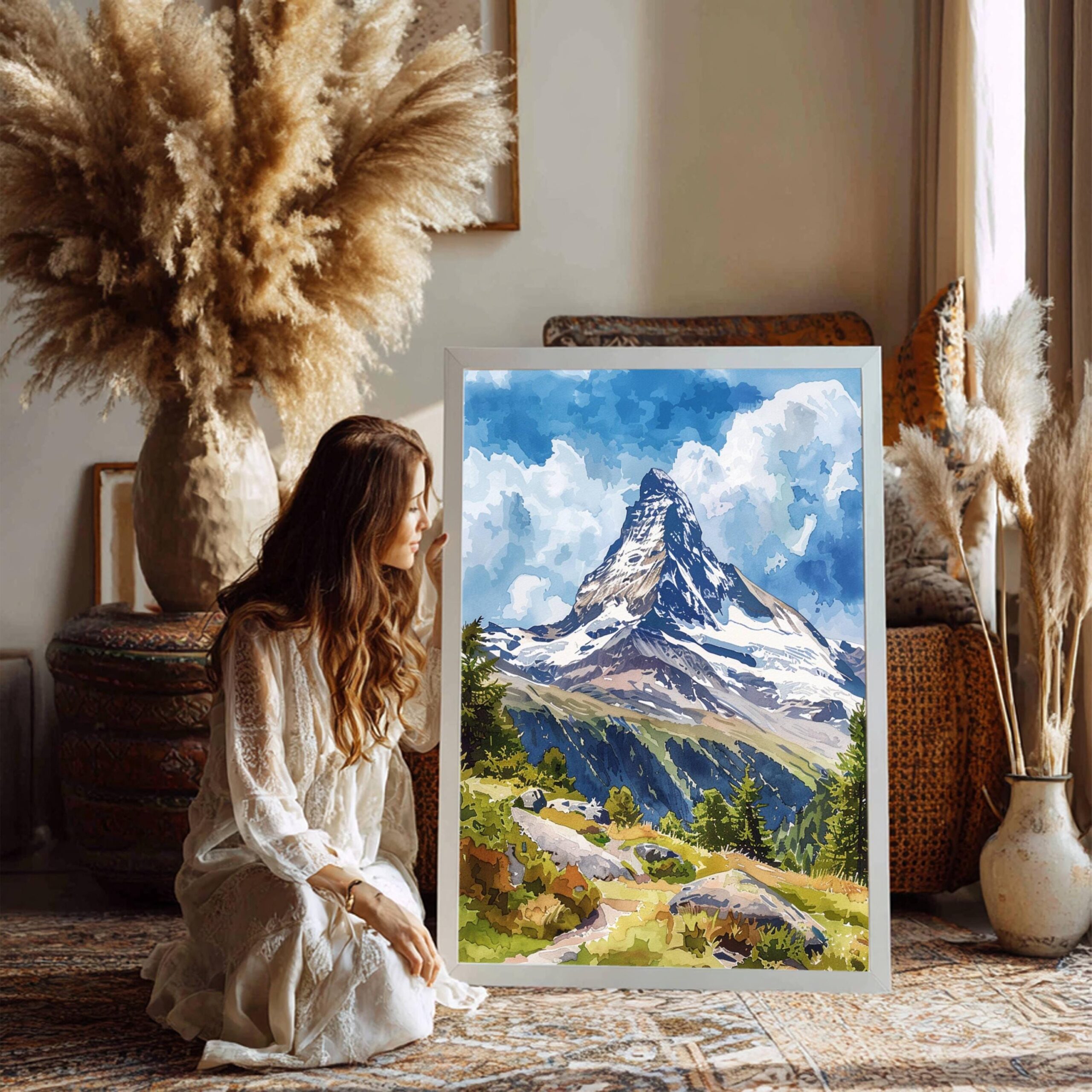 The Matterhorn Mountain Switzerland Watercolor: Vacation Travel Art Poster - Image 3
