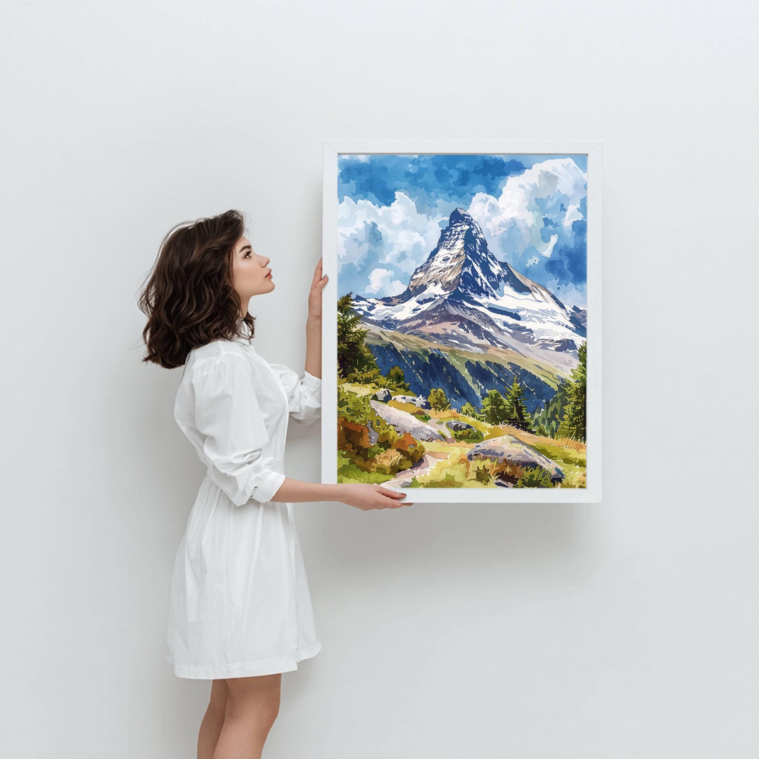 The Matterhorn Mountain Switzerland Watercolor: Vacation Travel Art Poster - Image 4