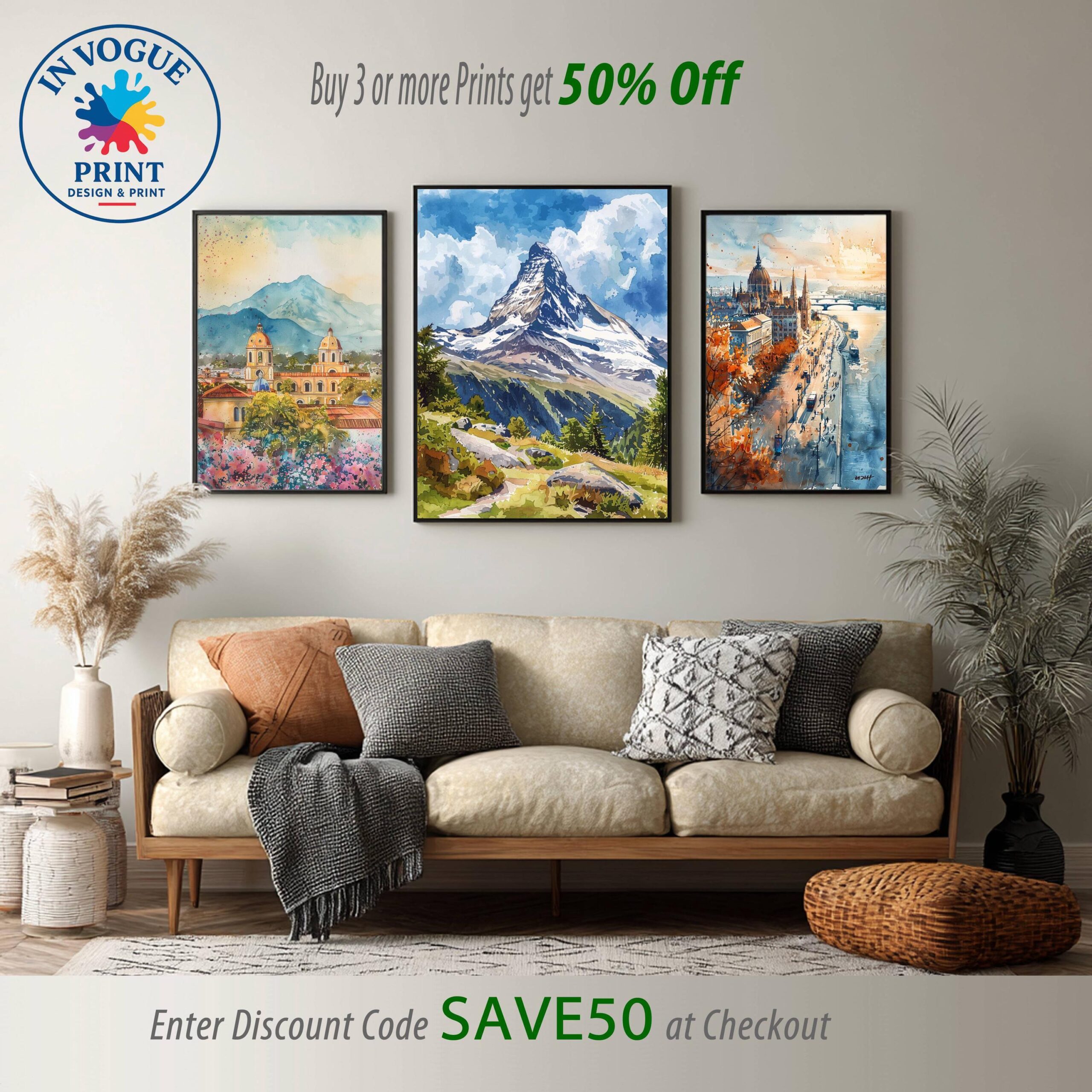 The Matterhorn Mountain Switzerland Watercolor: Vacation Travel Art Poster - Image 10